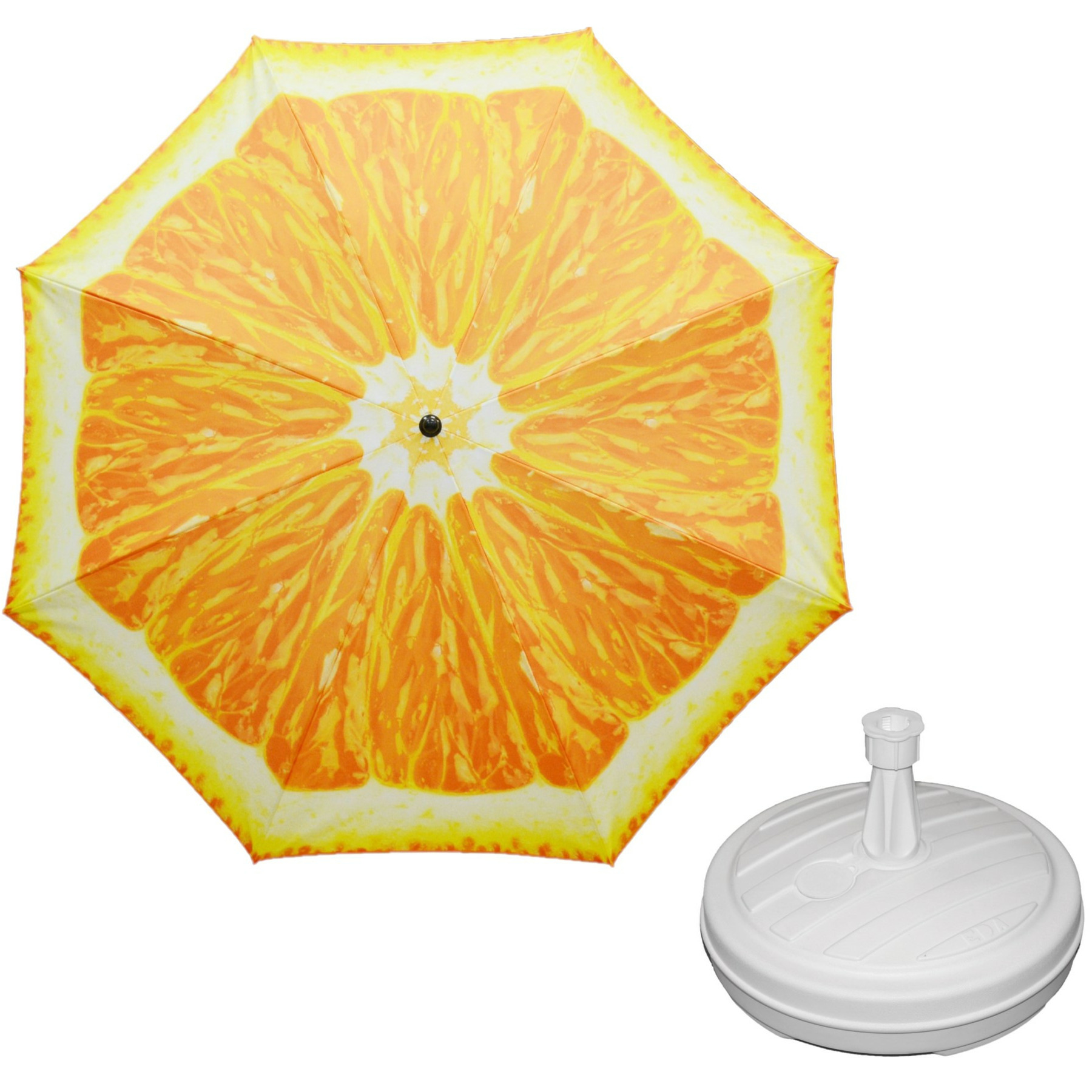 Parasol sinaasappel fruit D160 cm incl. draagtas parasolvoet 42 cm