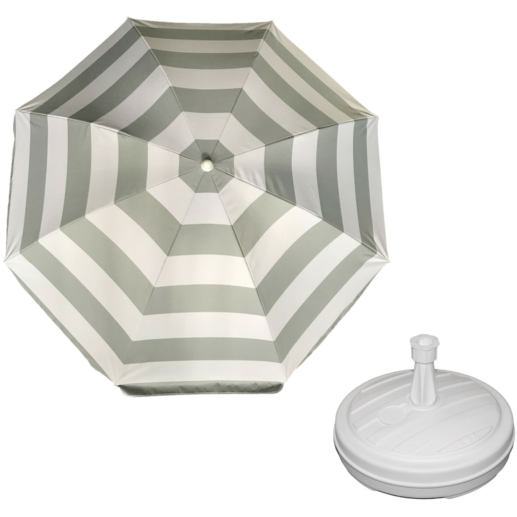 Parasol Zilver-wit D140 cm incl. draagtas parasolvoet 42 cm