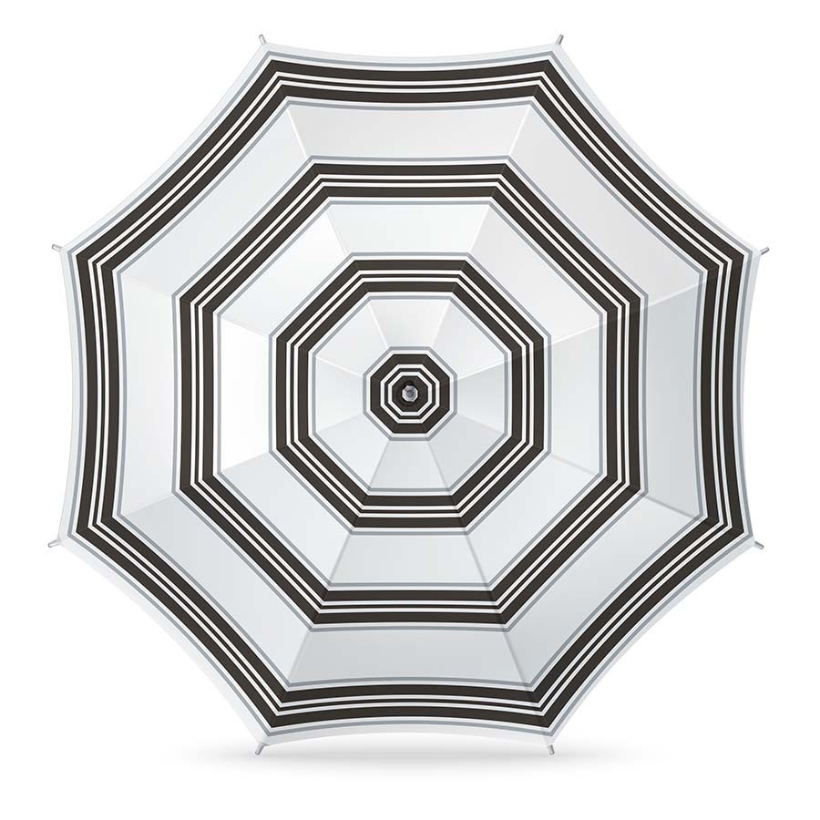 Parasol zwart-wit gestreept D180 cm UV-bescherming incl. draagtas