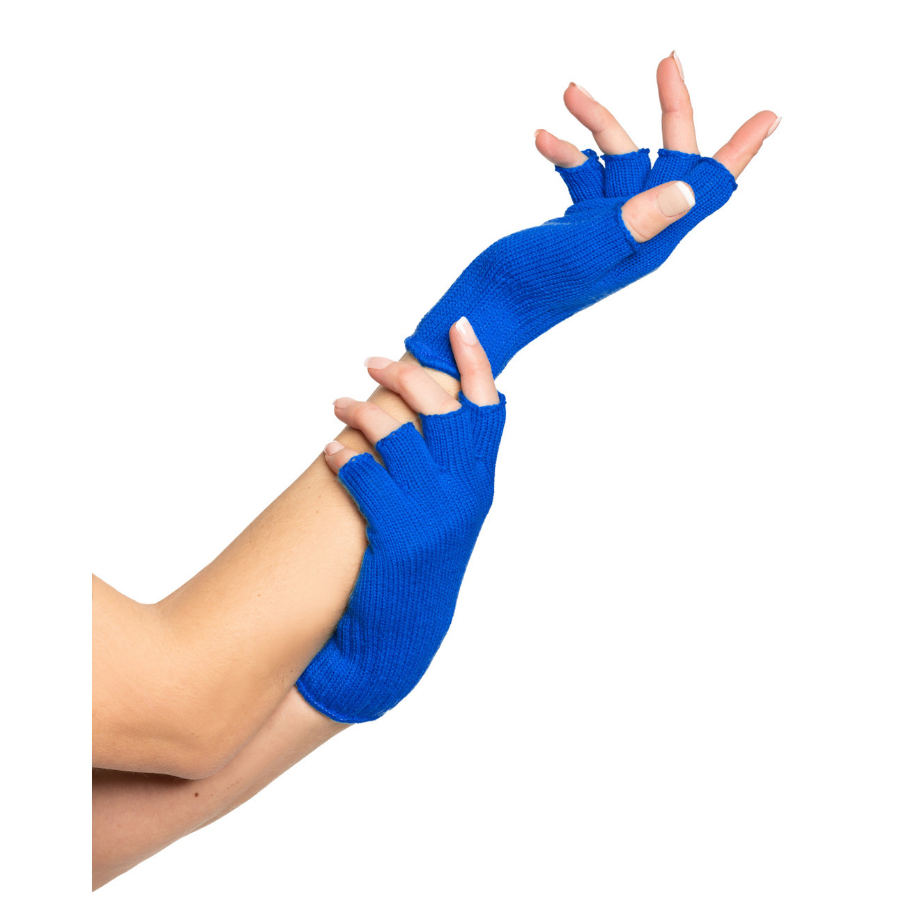 Partychimp Verkleed handschoenen vingerloos blauw - one size voor volwassenen