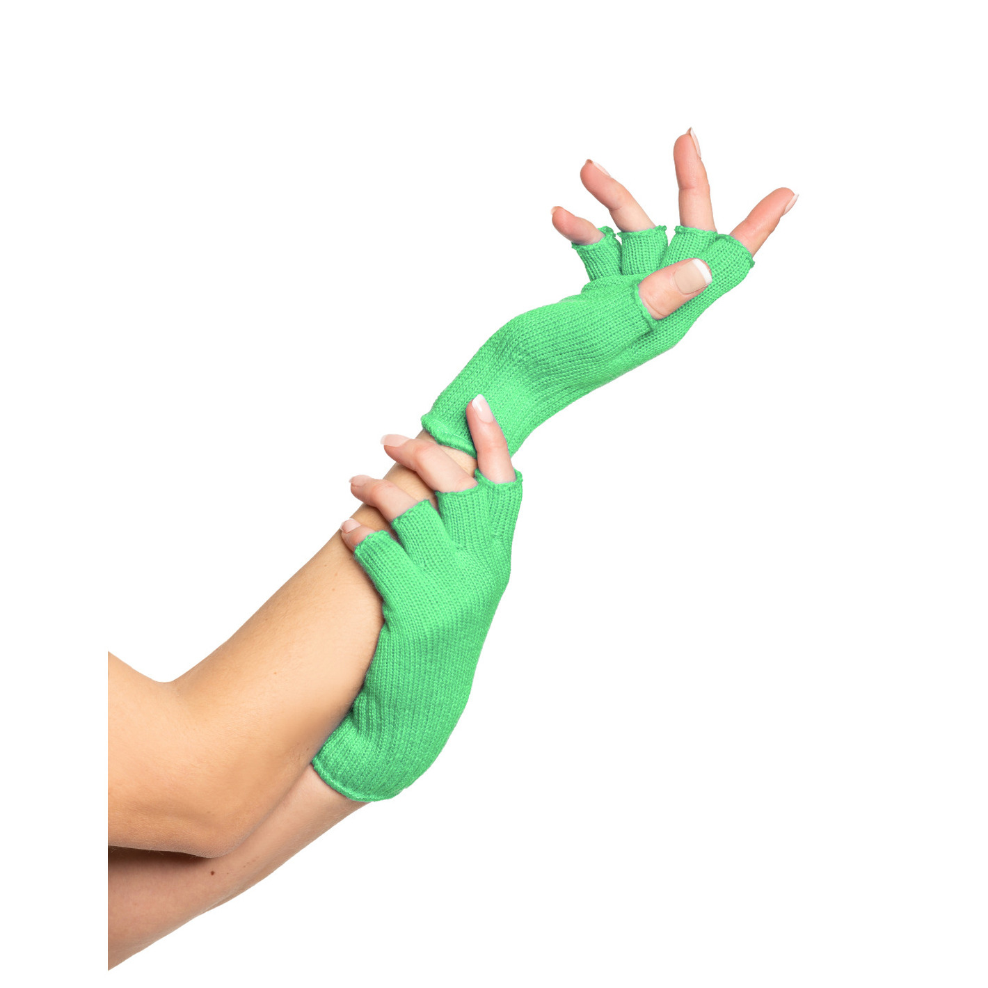 Partychimp Verkleed handschoenen vingerloos licht groen - one size voor volwassenen