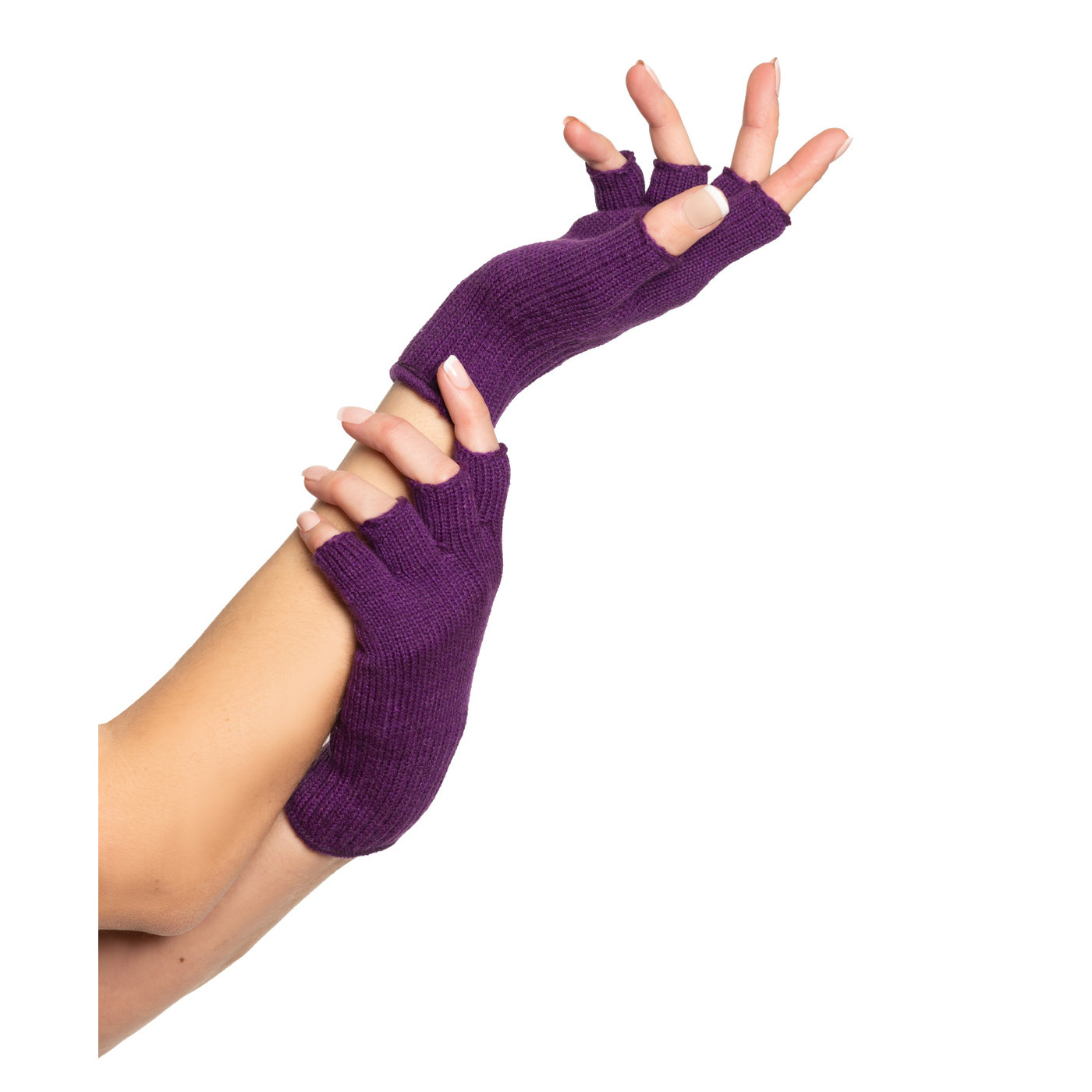 Partychimp Verkleed handschoenen vingerloos paars - one size voor volwassenen