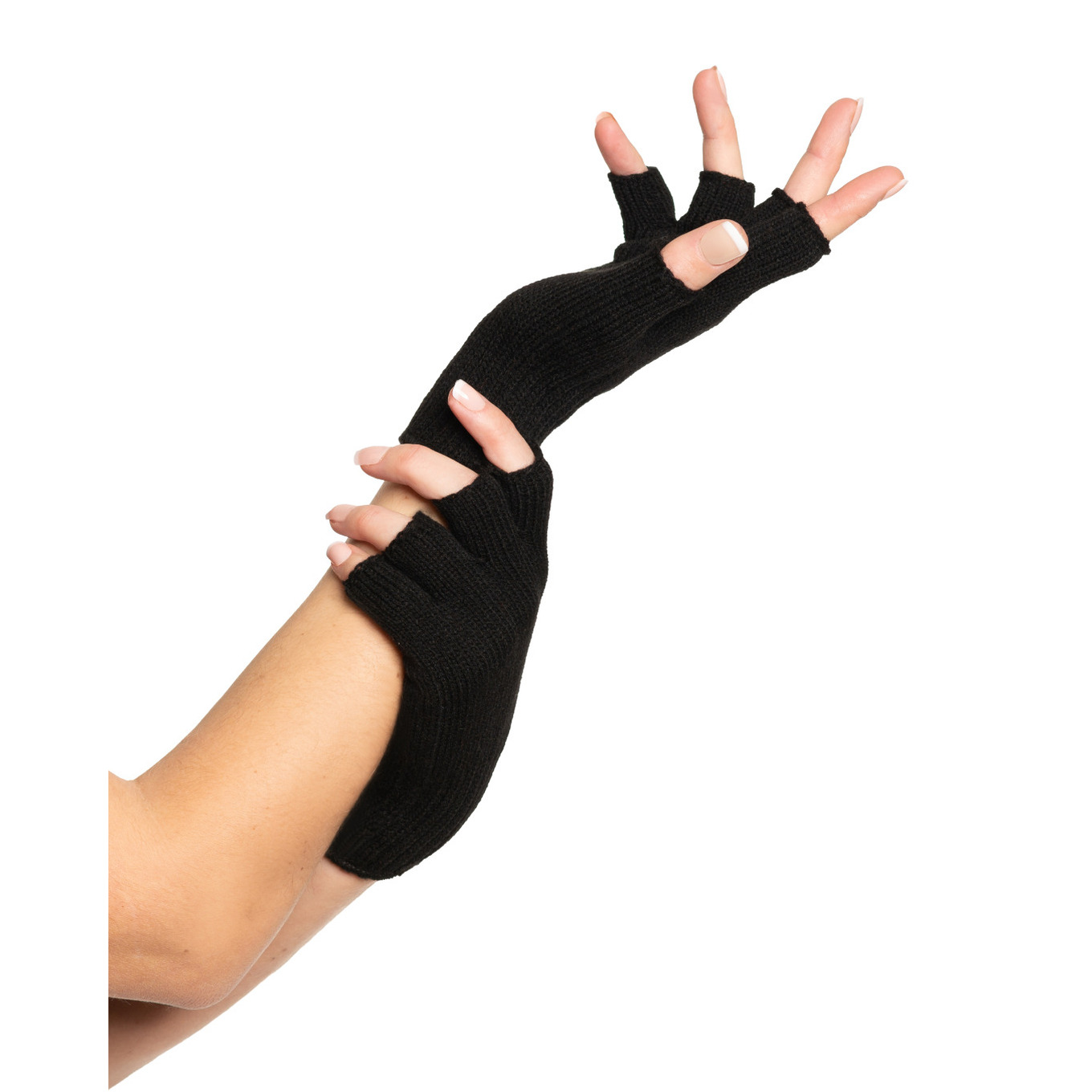 Partychimp Verkleed handschoenen vingerloos zwart - one size voor volwassenen