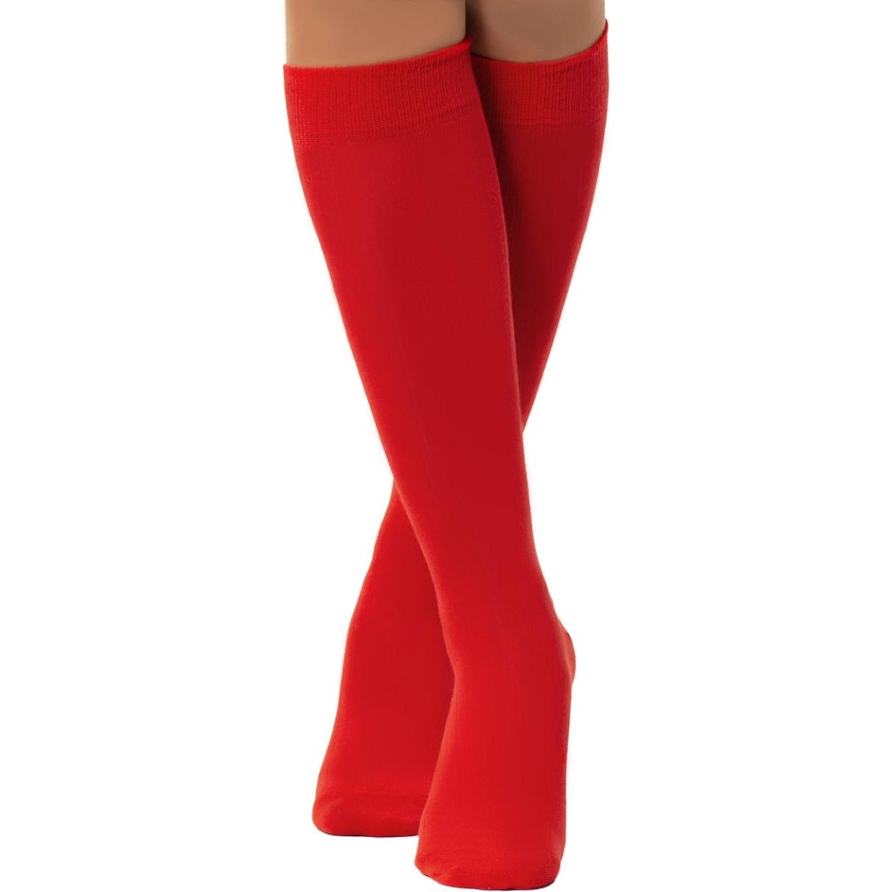 Partychimp Verkleed kniesokken-kousen rood - one size voor dames