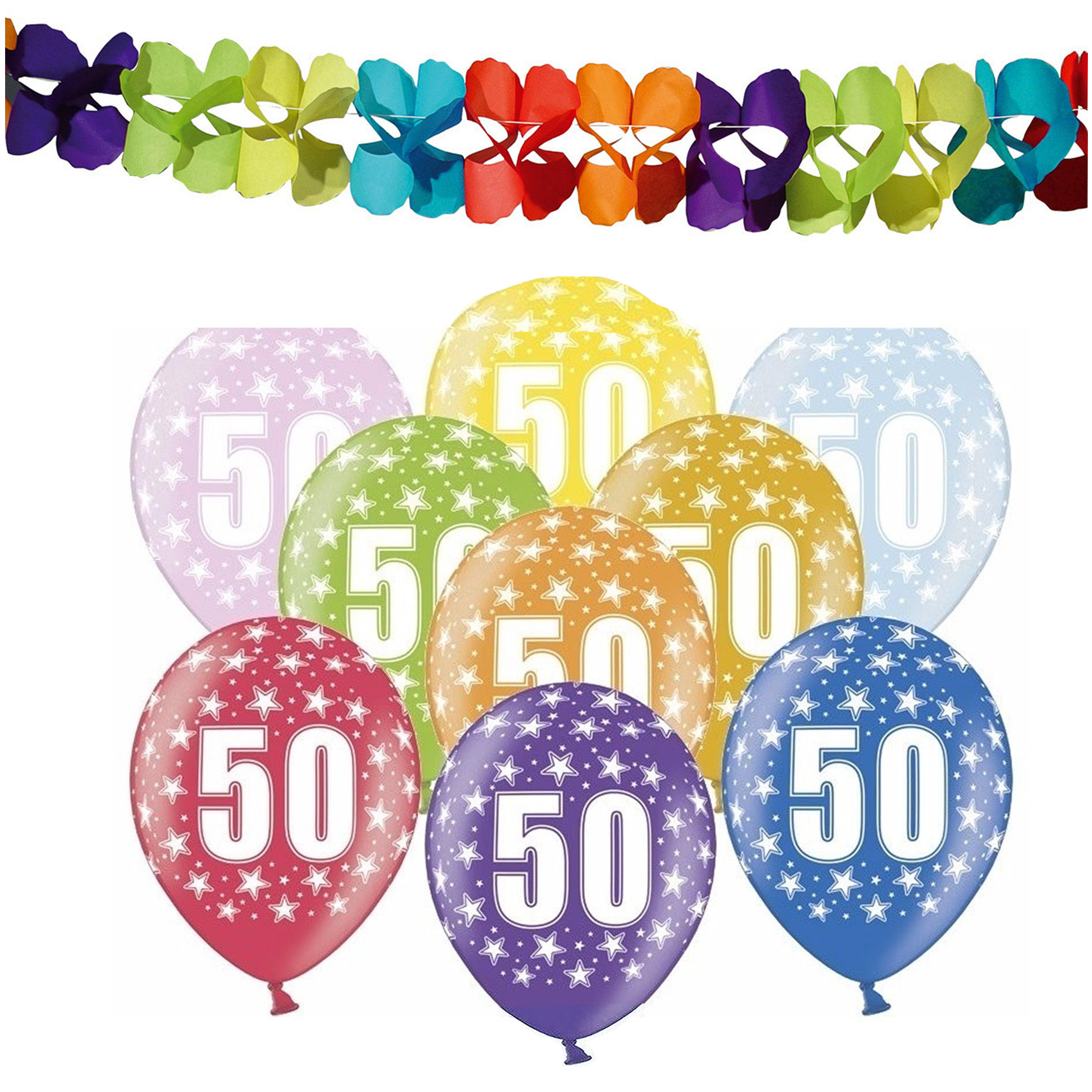 Partydeco 50e jaar verjaardag feestversiering set Ballonnen en slingers