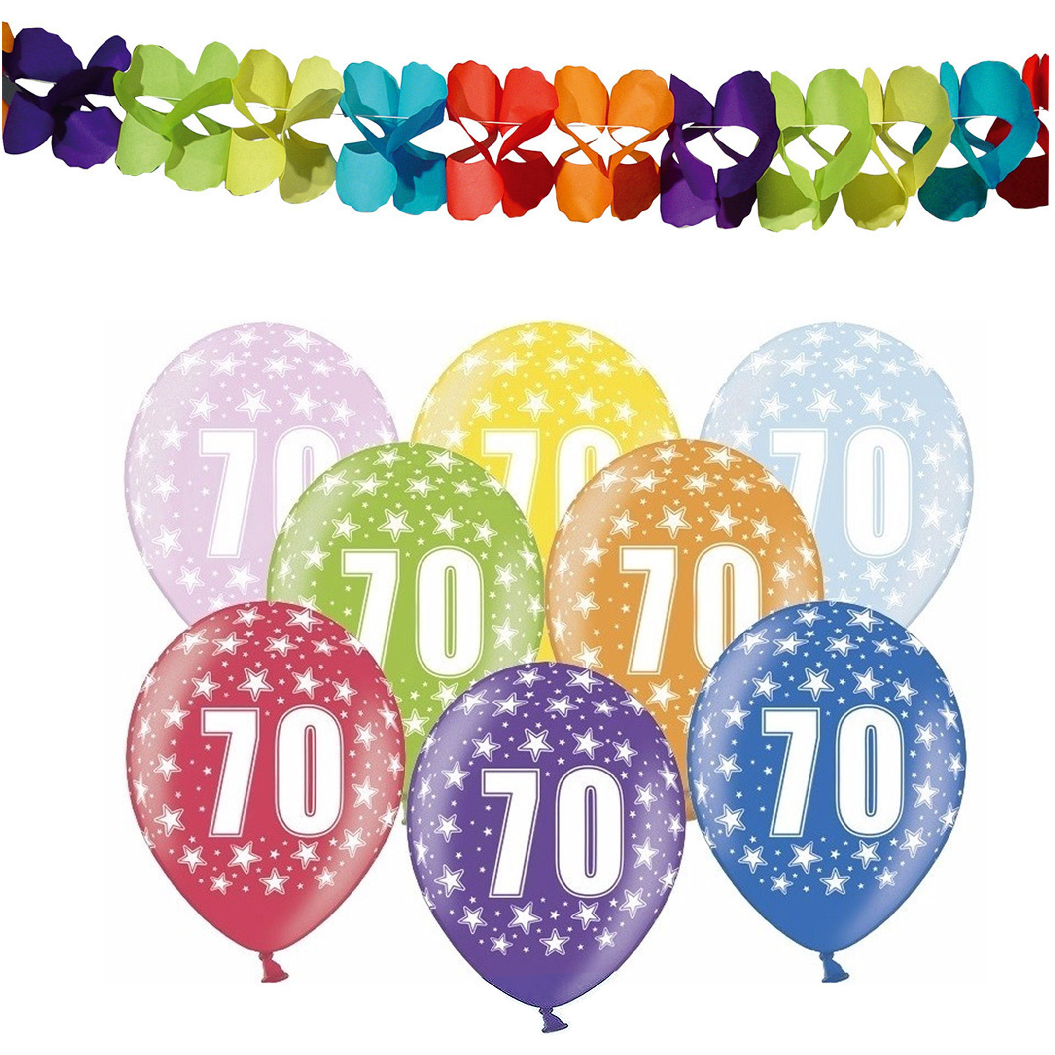 Partydeco 70e jaar verjaardag feestversiering set Ballonnen en slingers