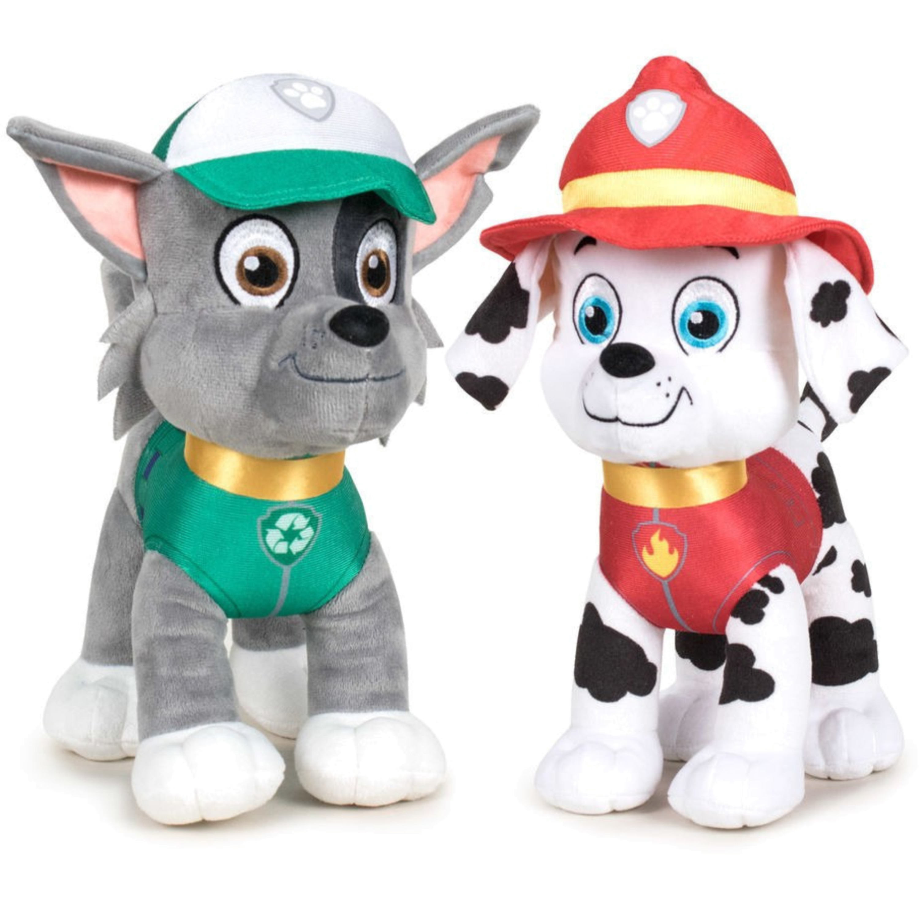 Paw Patrol figuren speelgoed knuffels set van 2x karakters Marshall en Rocky 19 cm