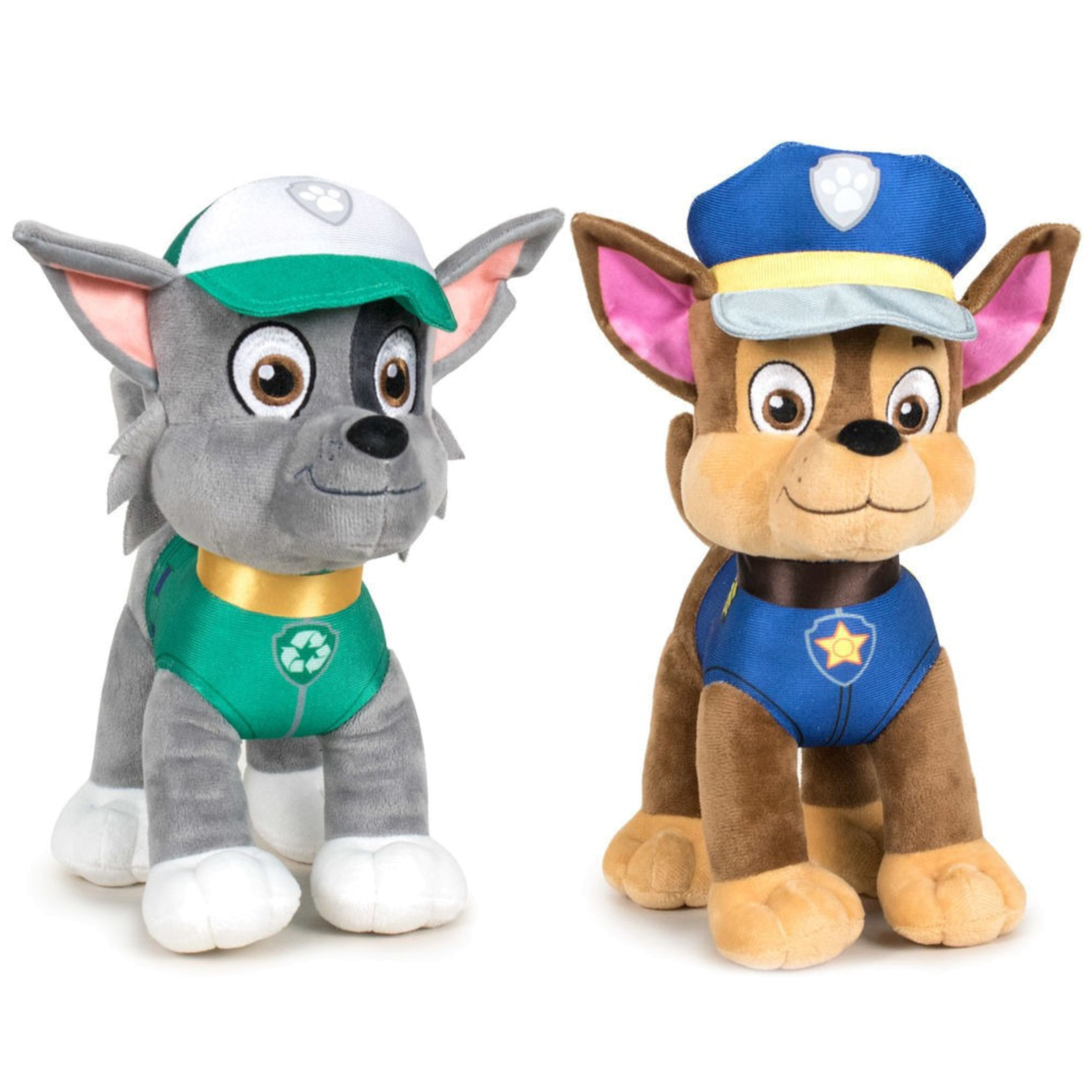 Paw Patrol figuren speelgoed knuffels set van 2x karakters Rocky en Chase 19 cm