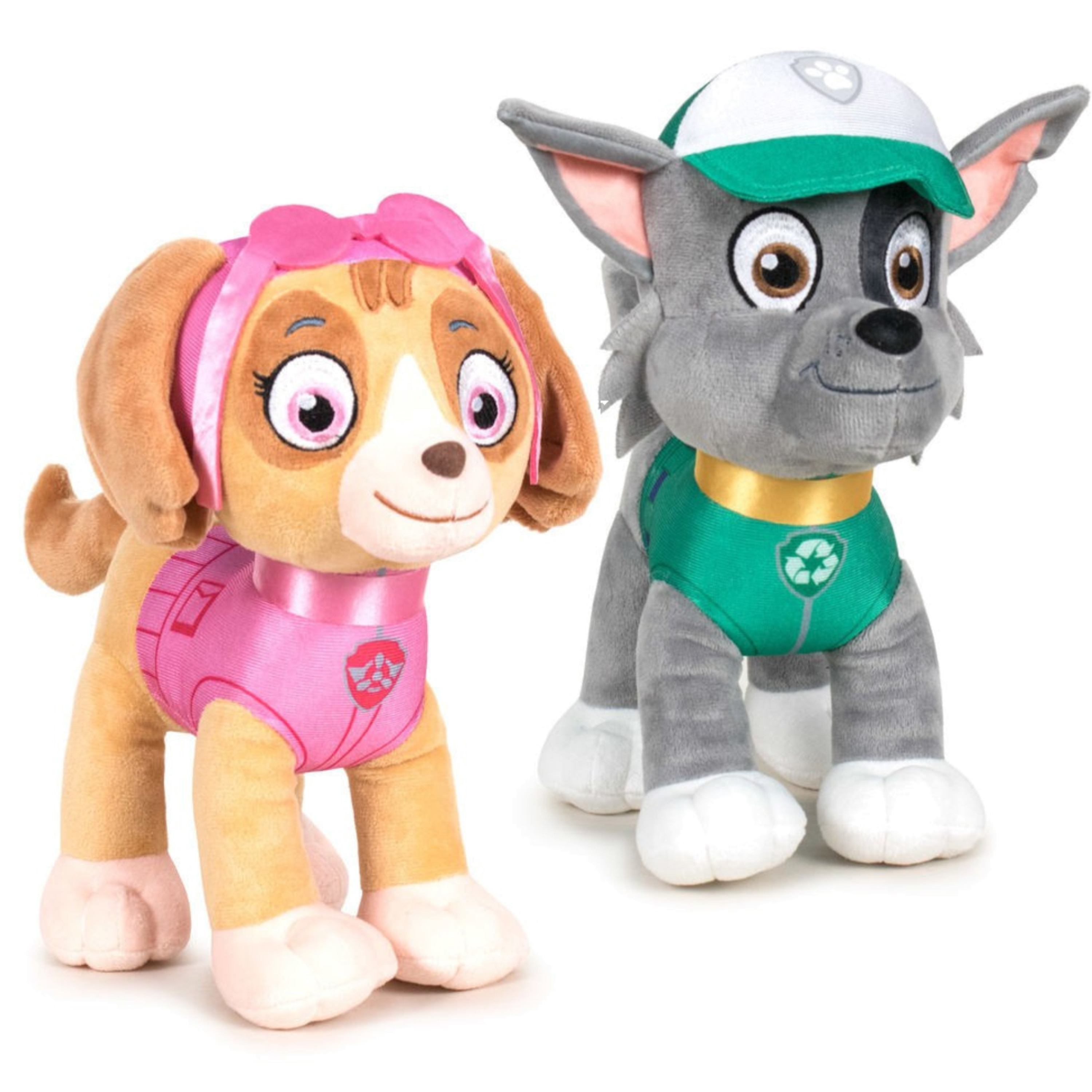 Paw Patrol figuren speelgoed knuffels set van 2x karakters Rocky en Skye 19 cm
