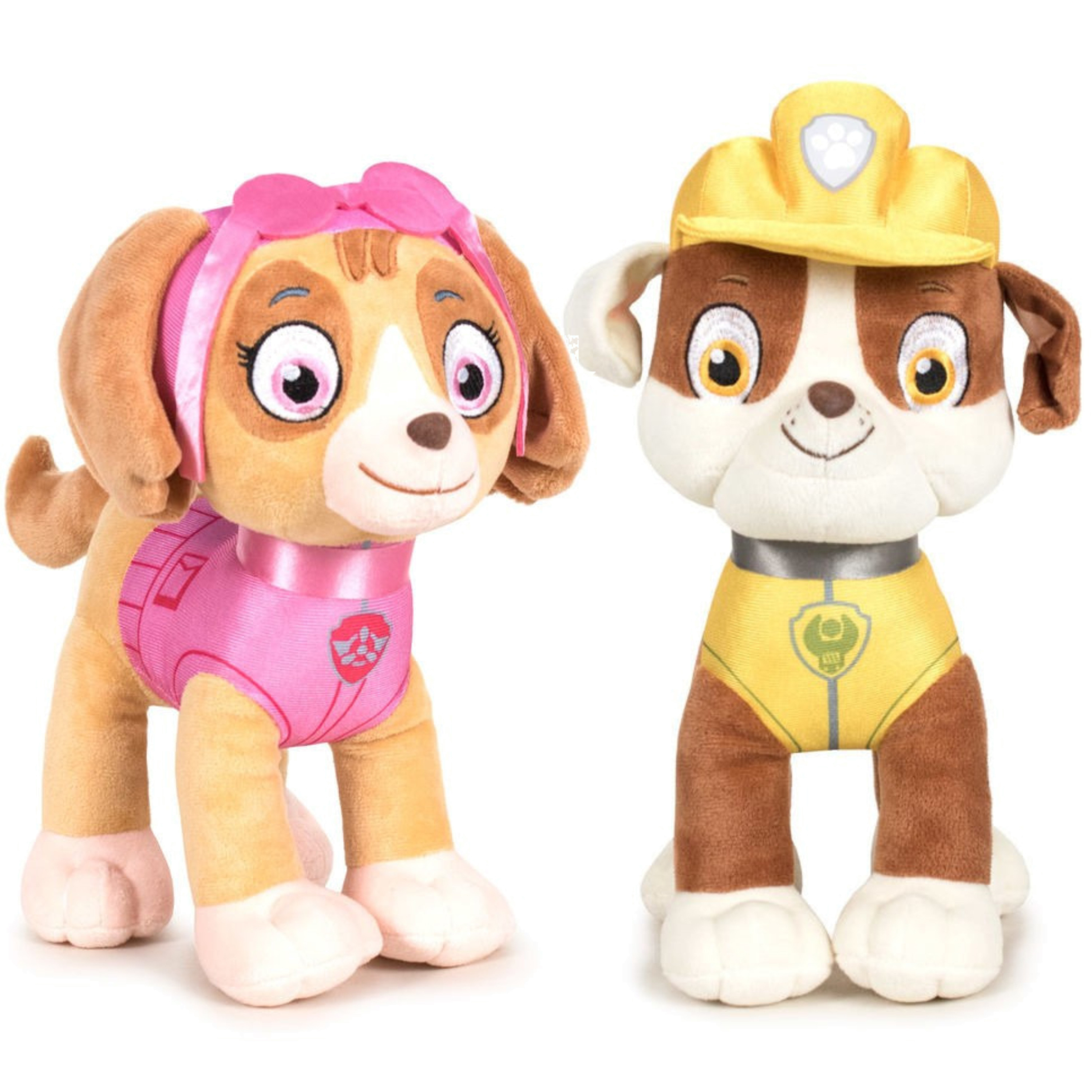 Paw Patrol figuren speelgoed knuffels set van 2x karakters Skye en Rubble 19 cm
