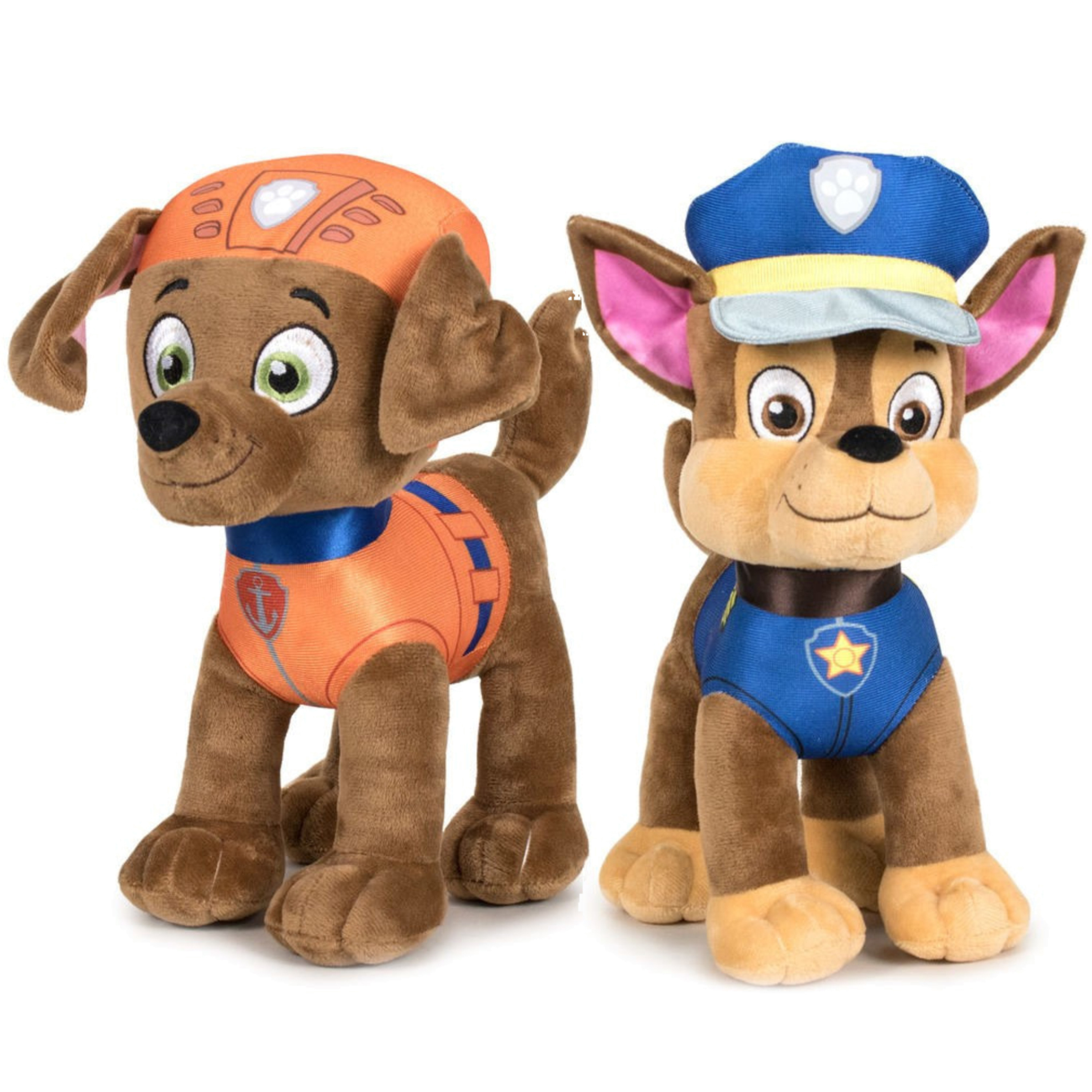 Paw Patrol figuren speelgoed knuffels set van 2x karakters Zuma en Chase 19 cm