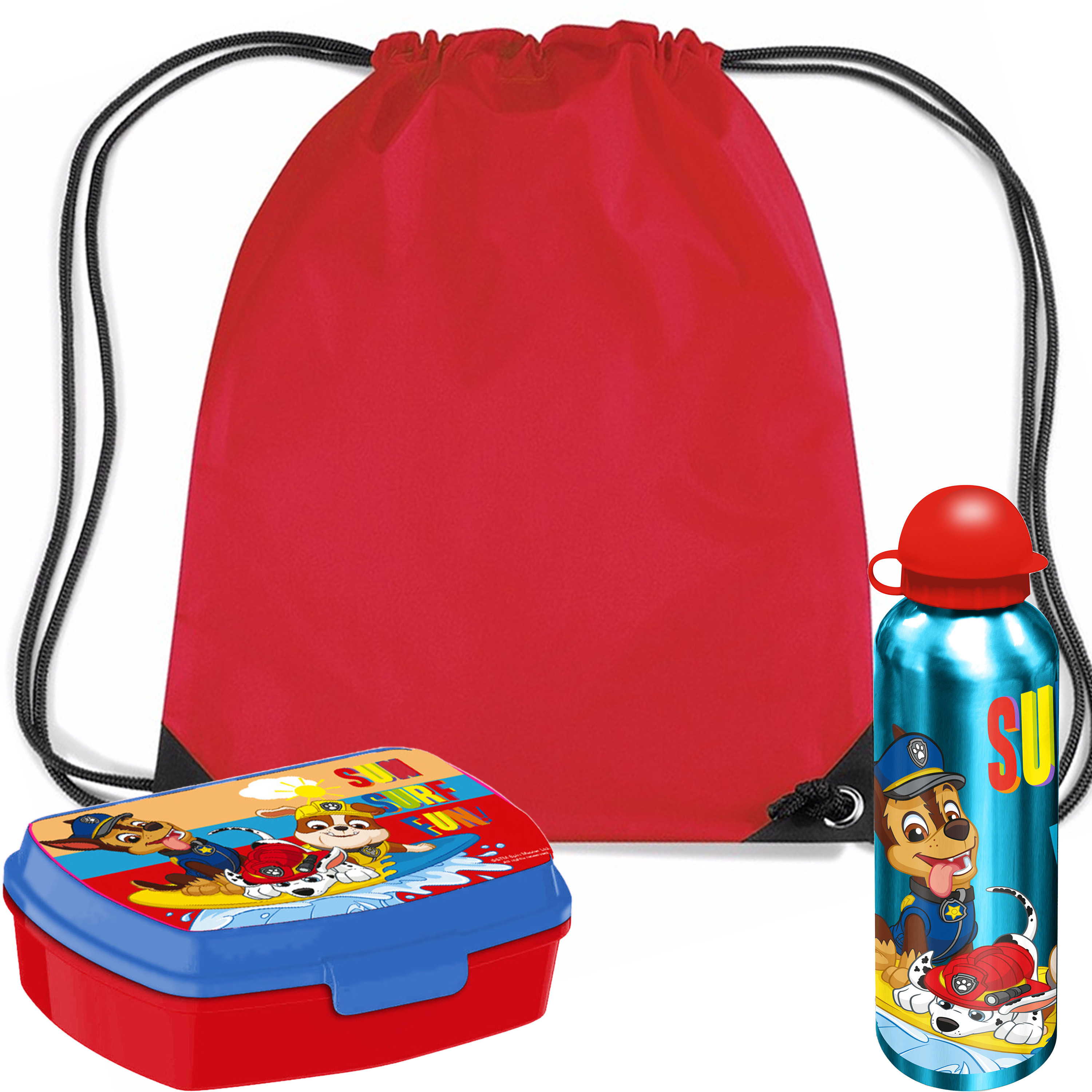 Paw Patrol lunchbox set voor kinderen 3-delig rood kunststof incl. gymtas-schooltas