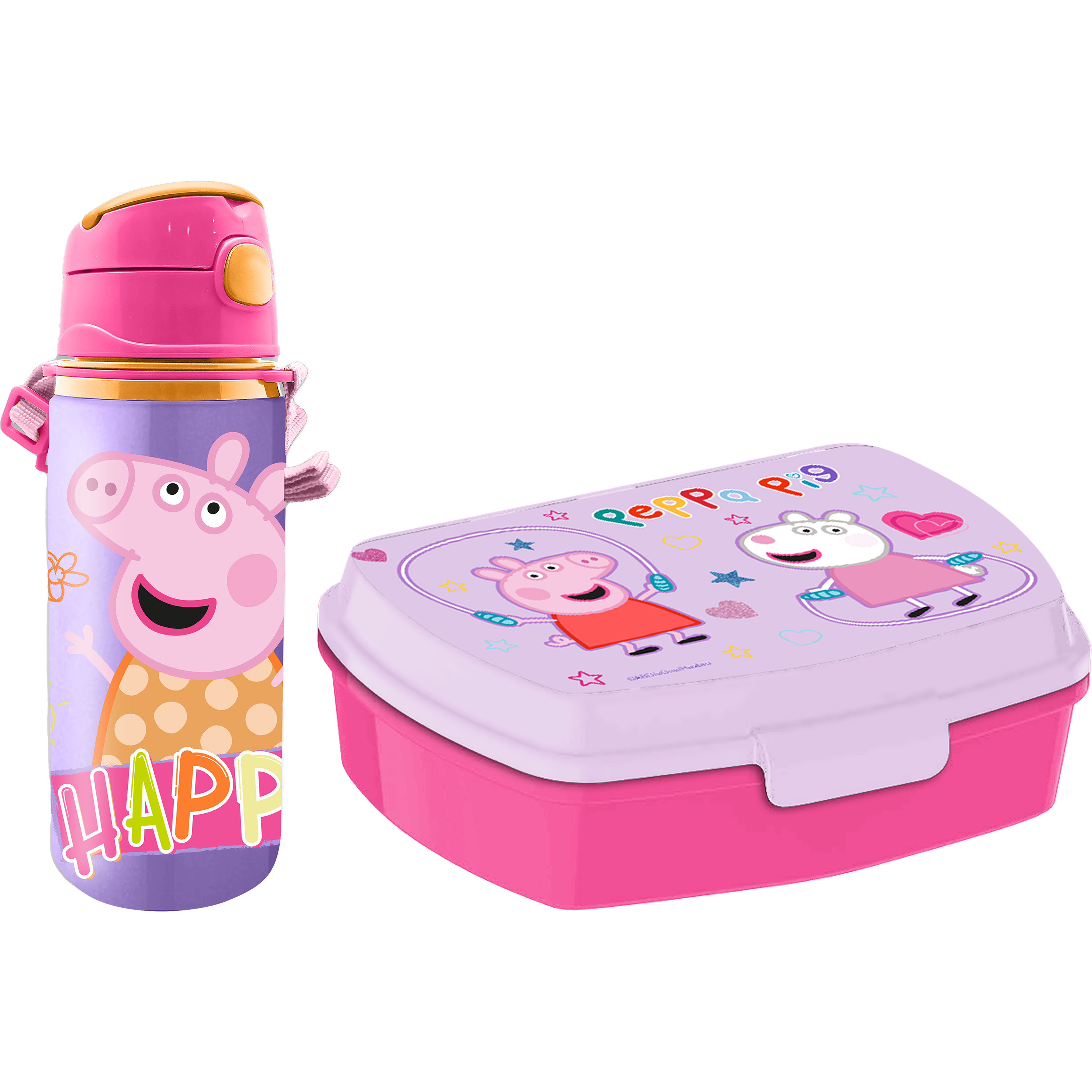 Peppa Pig lunchbox set voor kinderen 2-delig lila kunststof