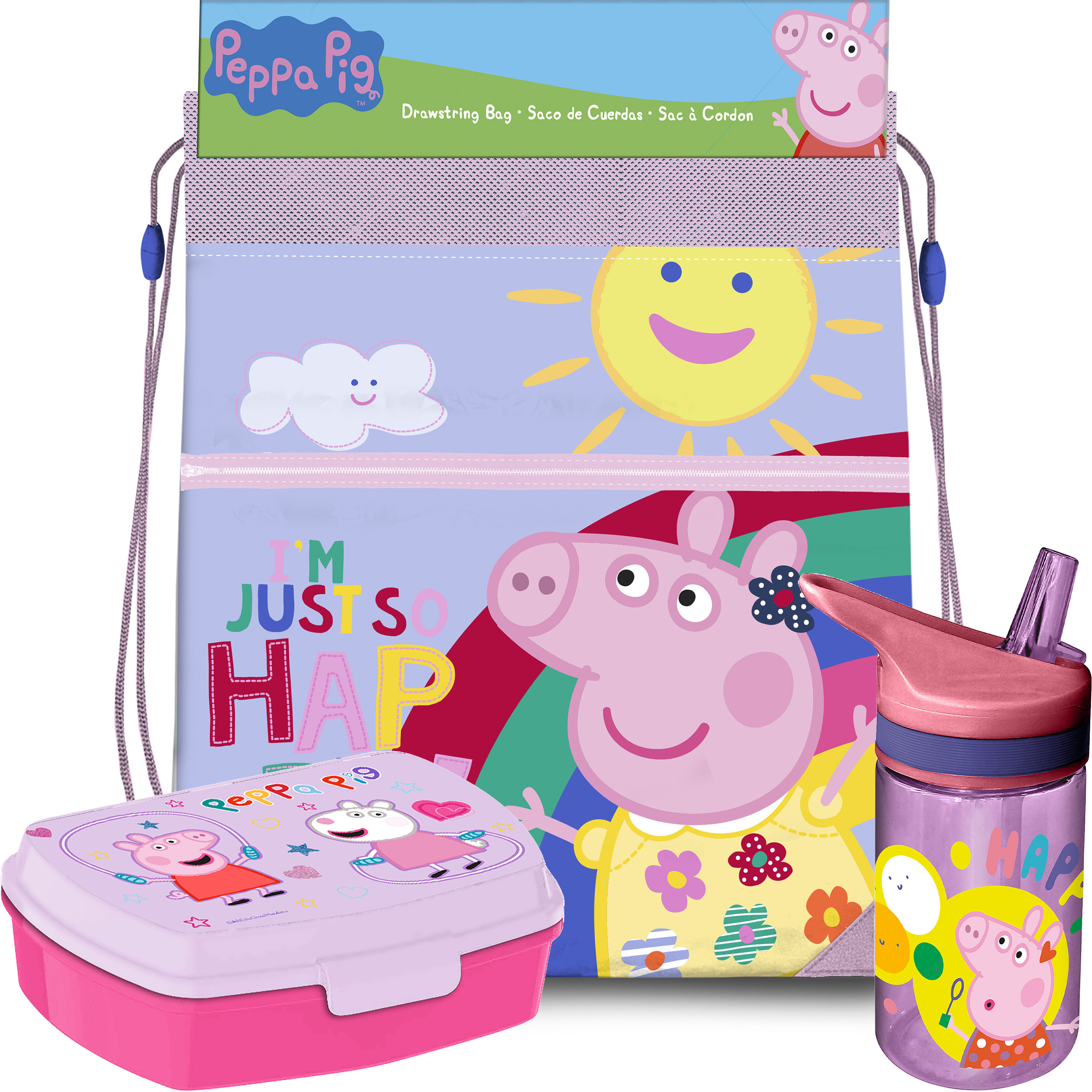 Peppa Pig lunchbox set voor kinderen 3-delig lila incl. gymtas-schooltas
