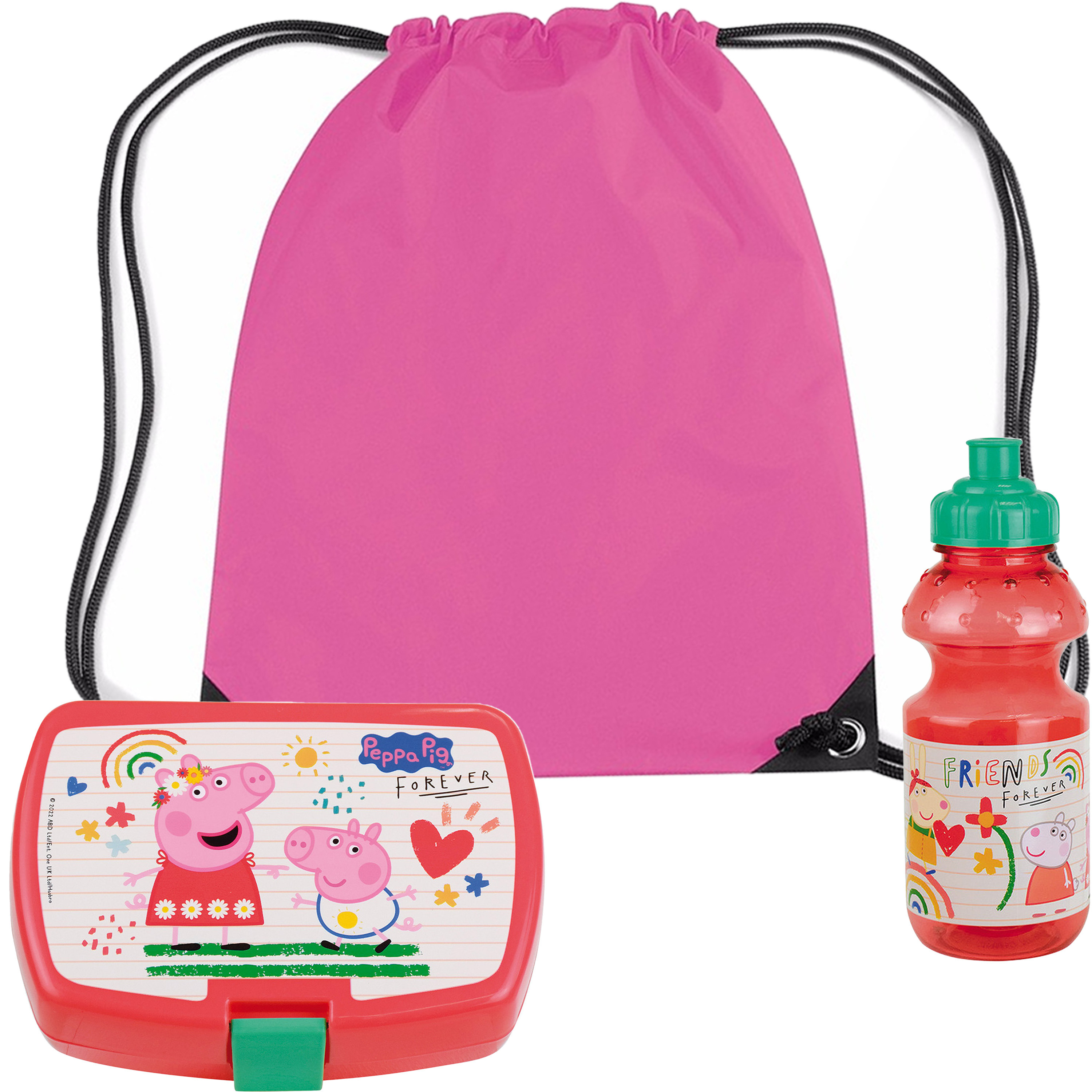 Peppa Pig lunchbox set voor kinderen 3-delig roze kunststof incl. gymtas-schooltas