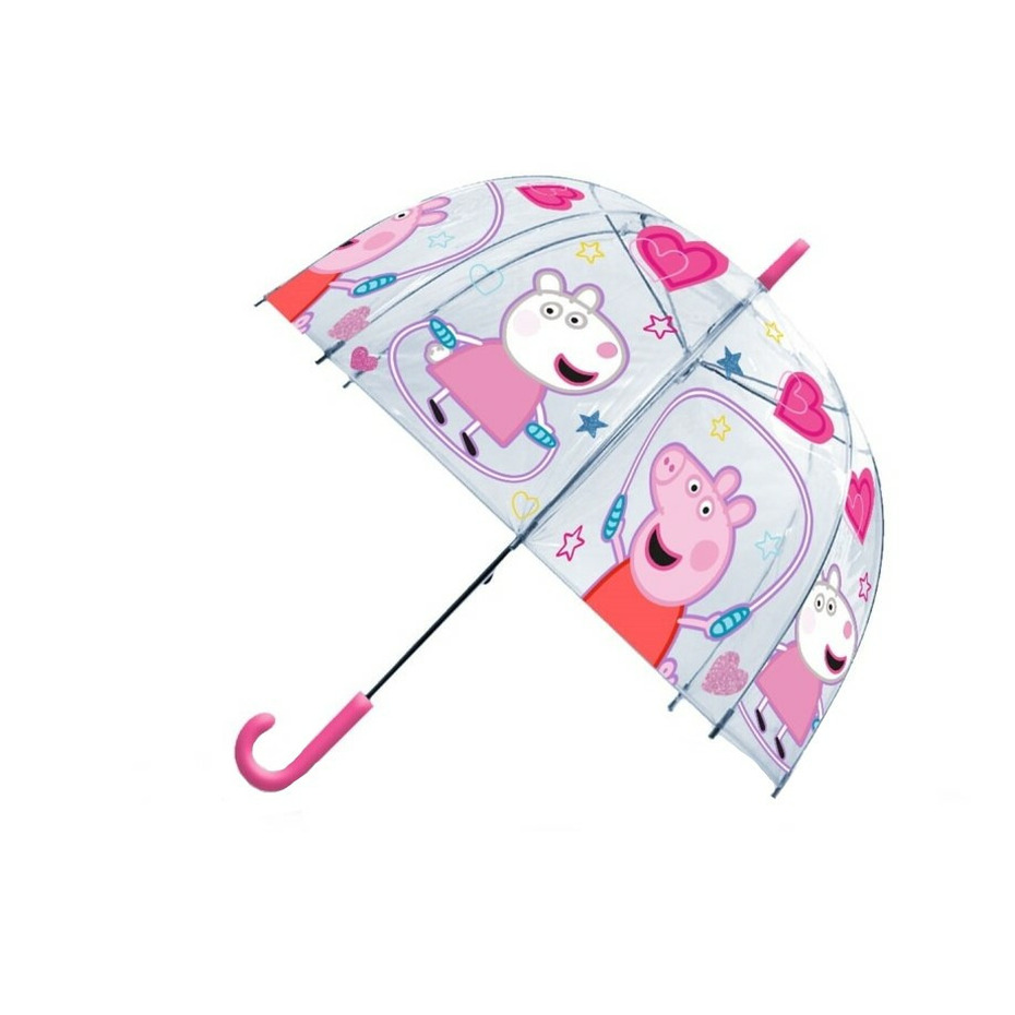 Peppa Pig paraplu voor kinderen donker roze-transparant D61 cm