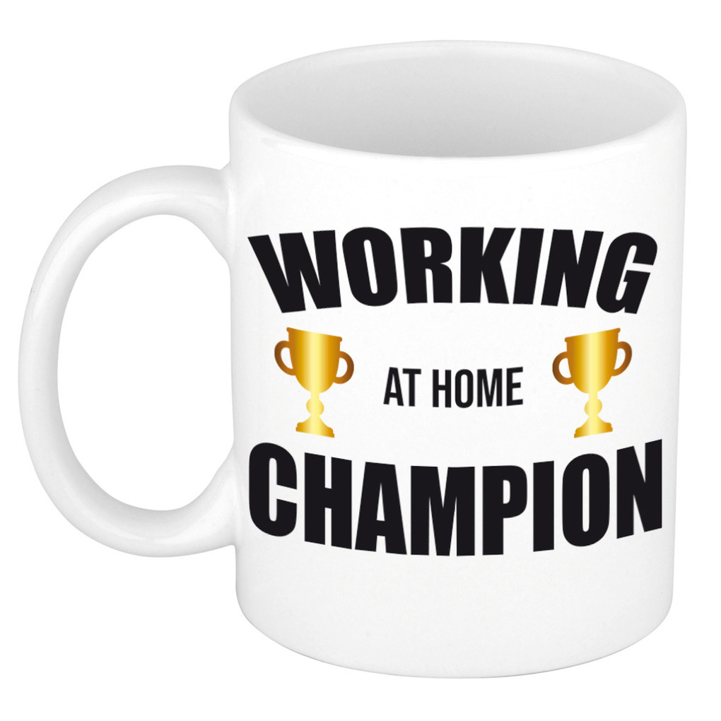 Personeel-collega cadeau mok-beker voor thuiswerker-working at home champion