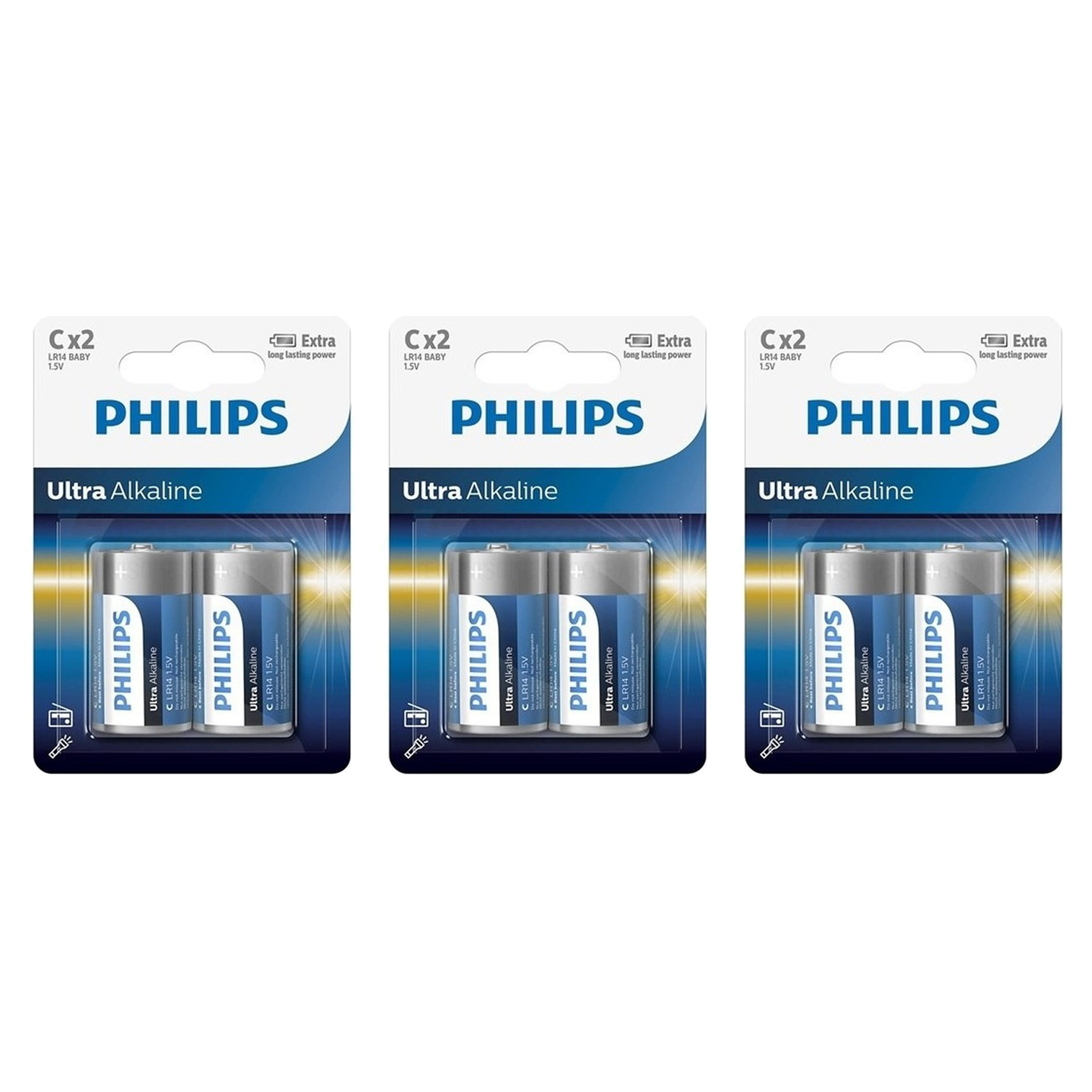 Phillips batterijen LR14 Alkaline 1,5 volt set van 6x stuks
