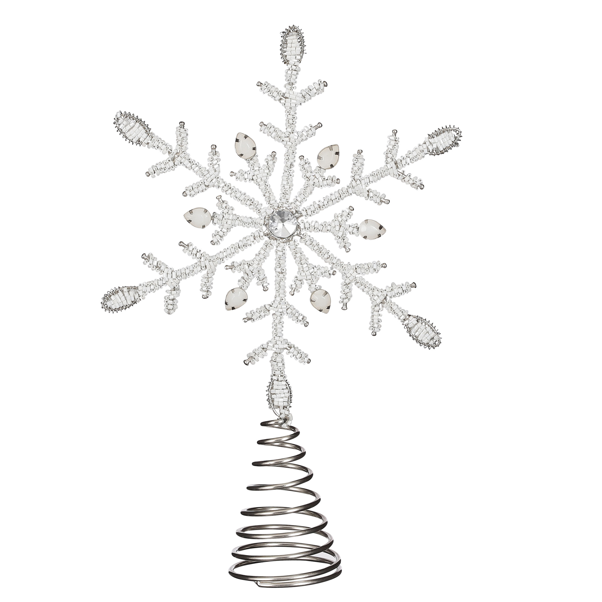 Piek Kunststof ster kerstboom topper zilver-wit H30 cm