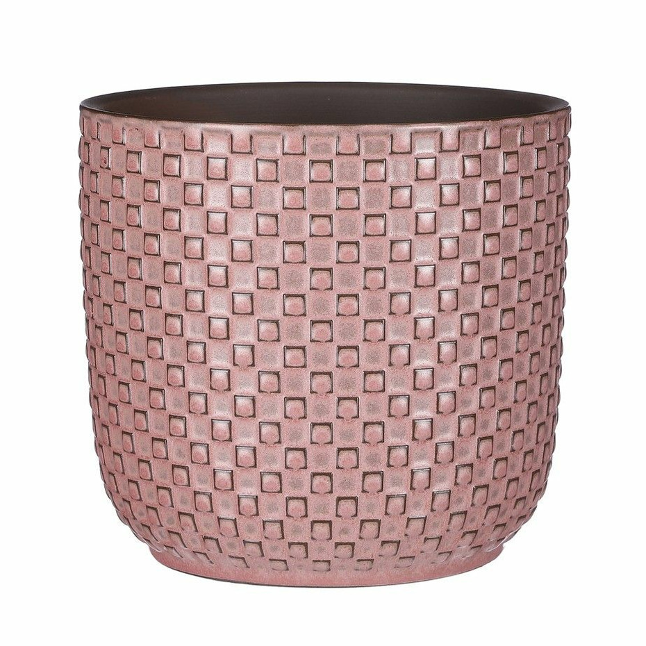 Plantenpot-bloempot keramiek roze stijlvol patroon D17 en H16 cm