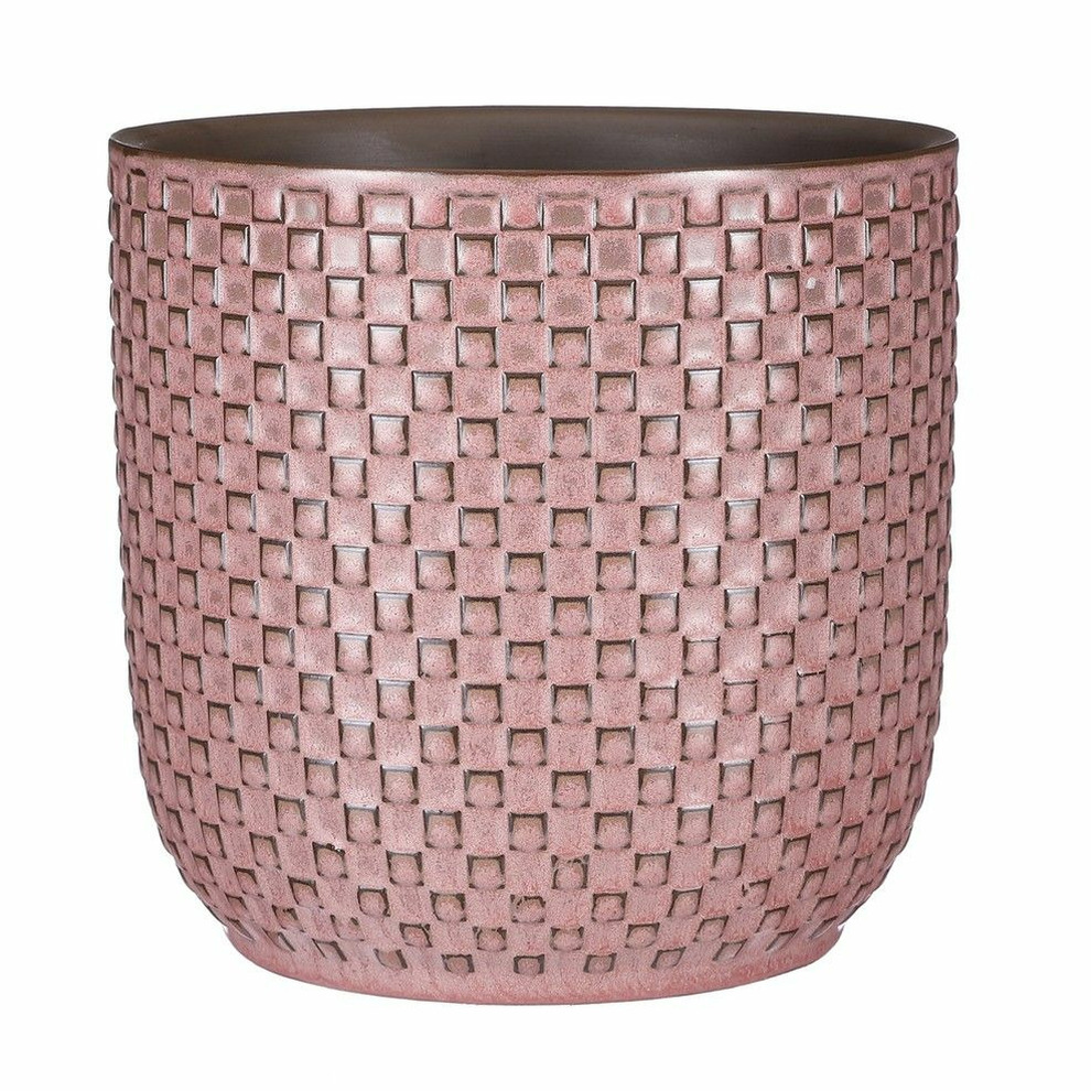 Plantenpot-bloempot keramiek roze stijlvol patroon D19 en H17.5 cm