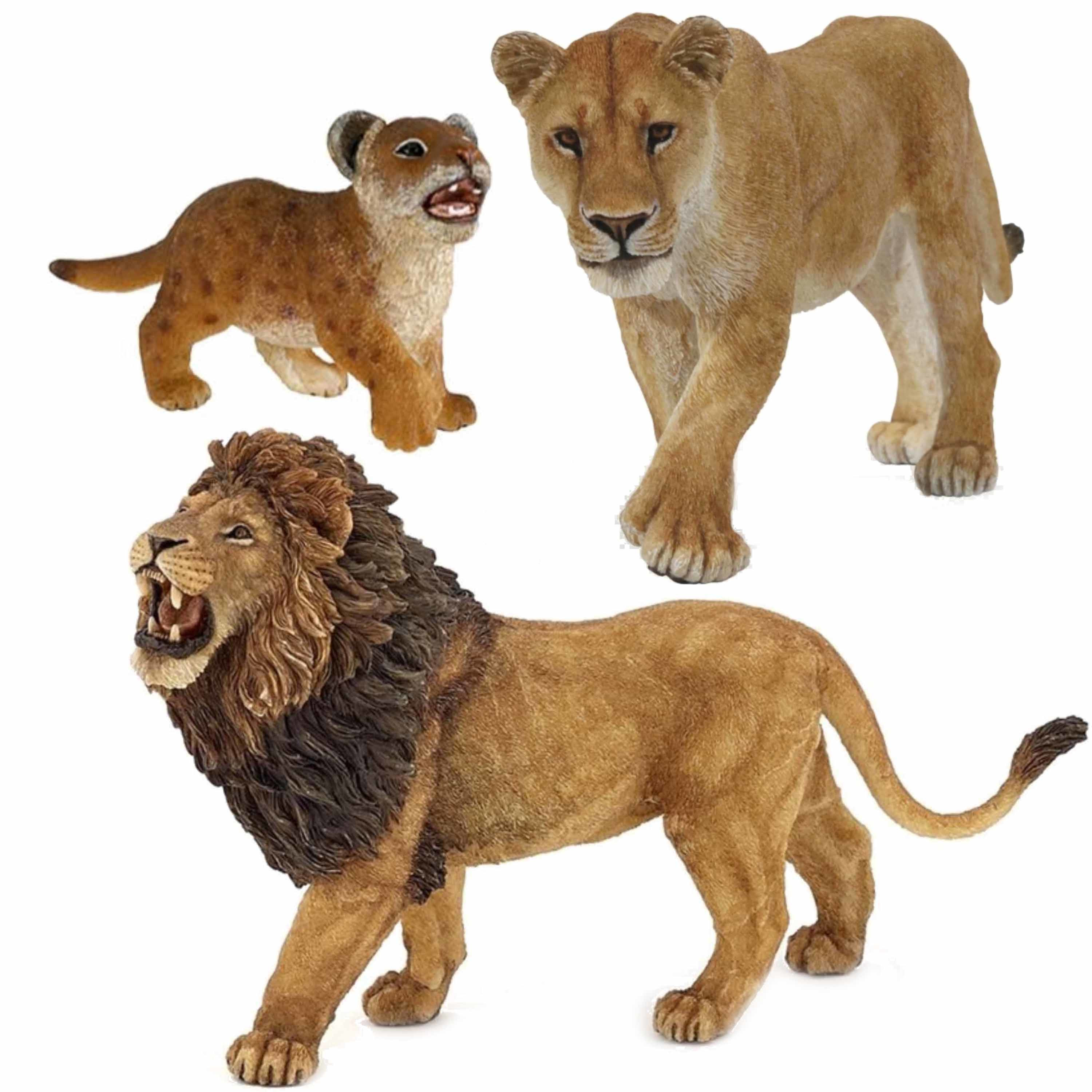 Plastic speelgoed dieren figuren setje leeuwen familie van vader-moeder en kind