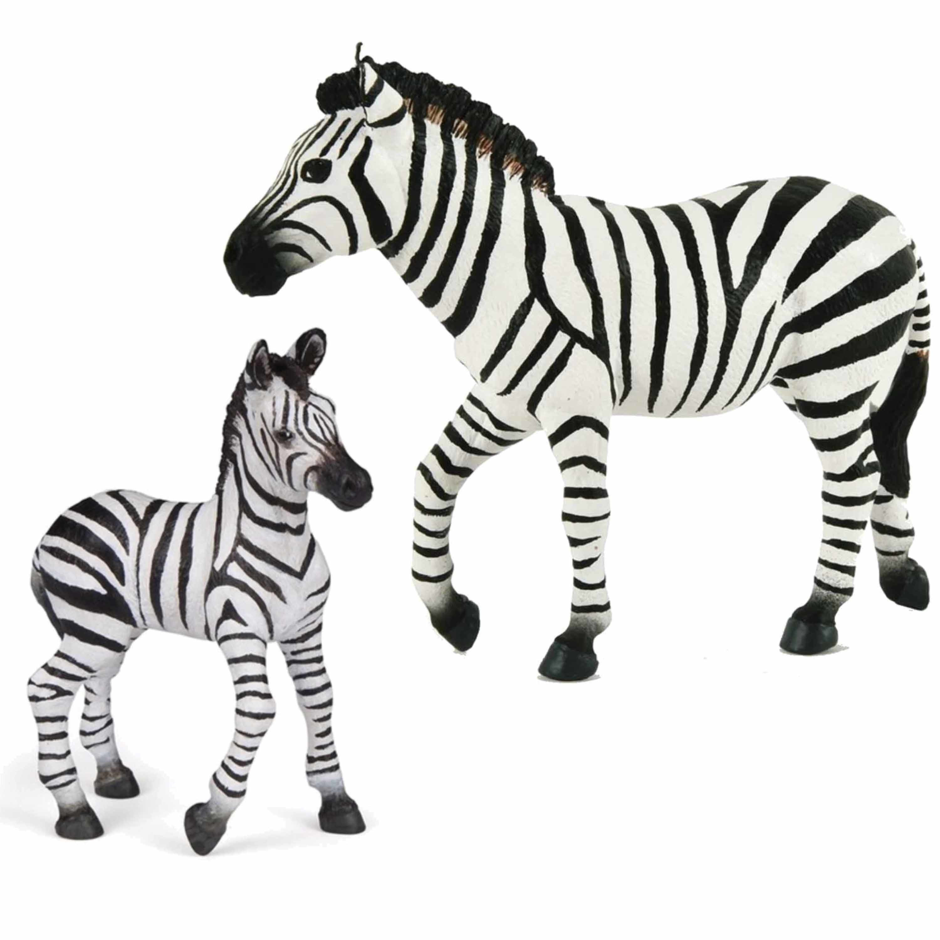 Plastic speelgoed dieren figuren setje zebra familie van moeder en kind