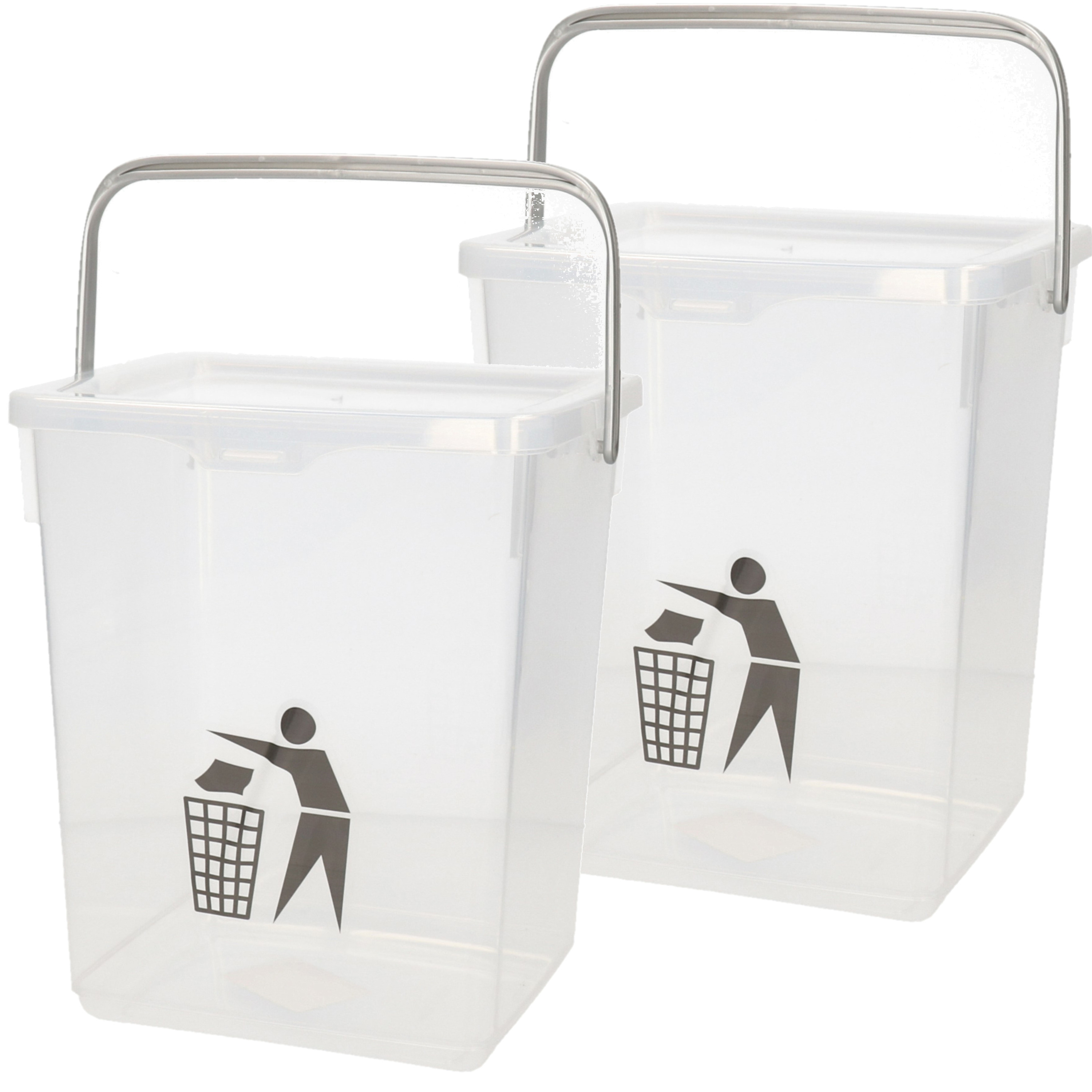 Plasticforte Afsluitbare keuken afvalbak 2x gft-organisch afval transparant 20 x 17 x 23 cm