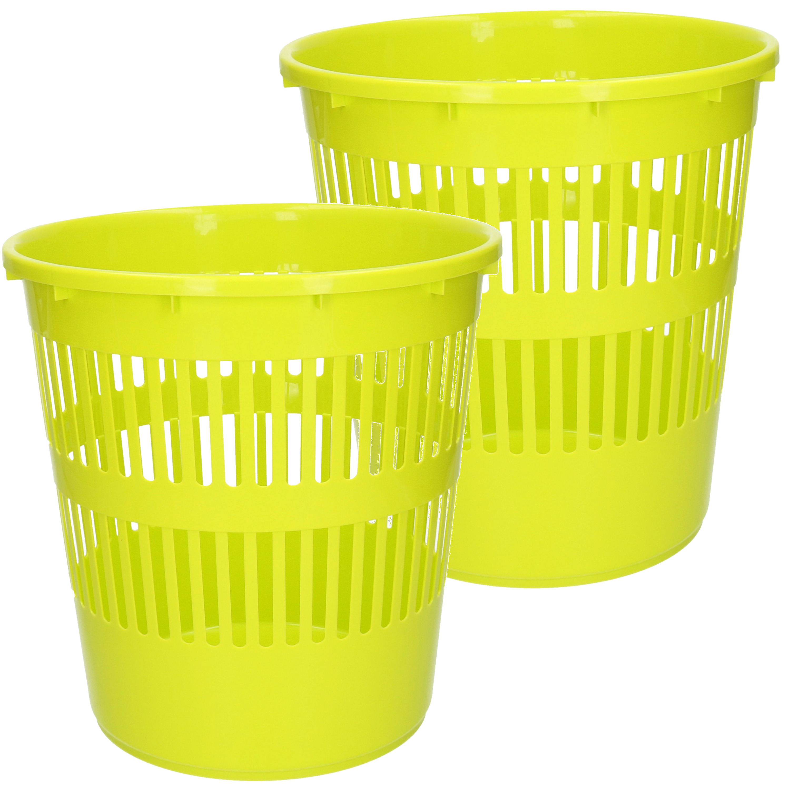 Plasticforte Afvalbak-vuilnisbak-kantoor prullenbak 2x stuks plastic groen 28 cm