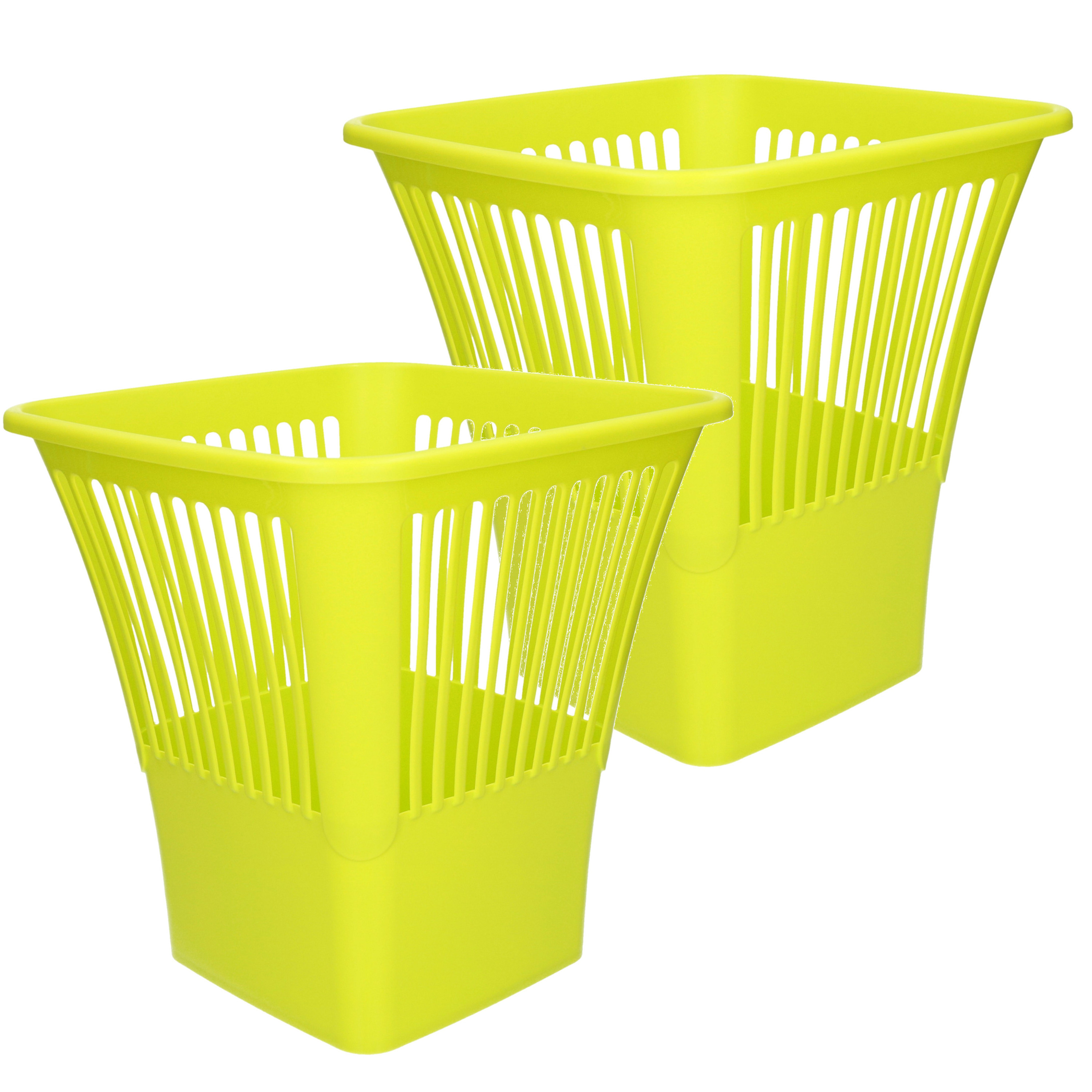 Plasticforte Afvalbak-vuilnisbak-kantoor prullenbak 2x stuks plastic groen 30 cm