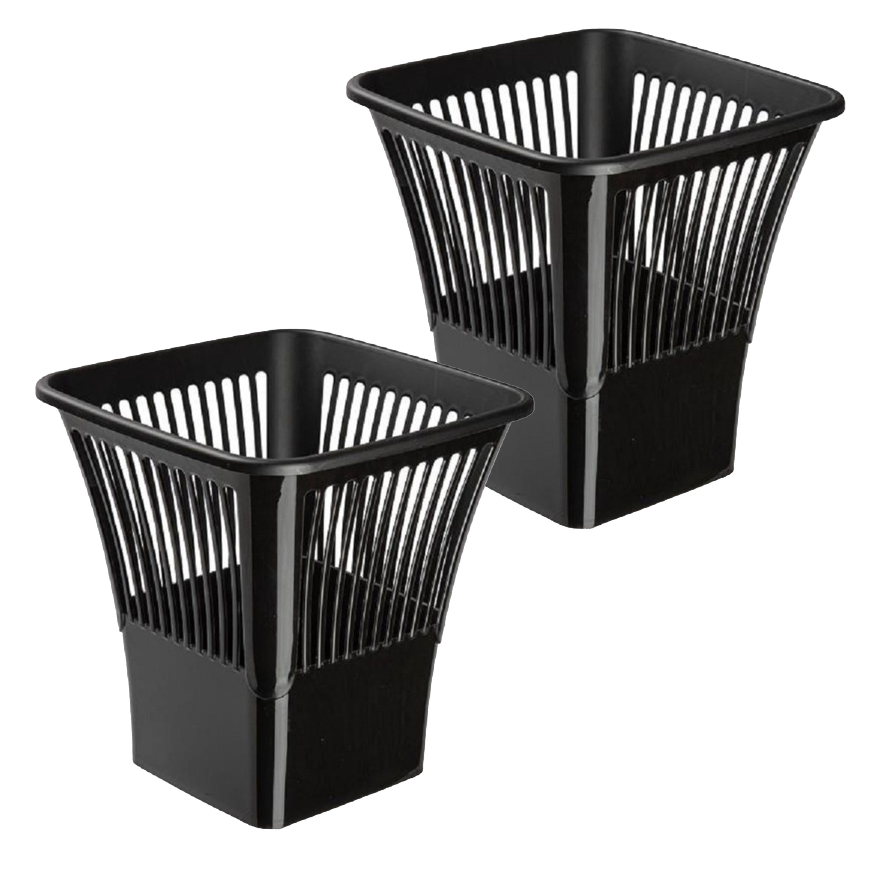 Plasticforte Afvalbak-vuilnisbak-kantoor prullenbak 2x stuks plastic zwart 30 cm