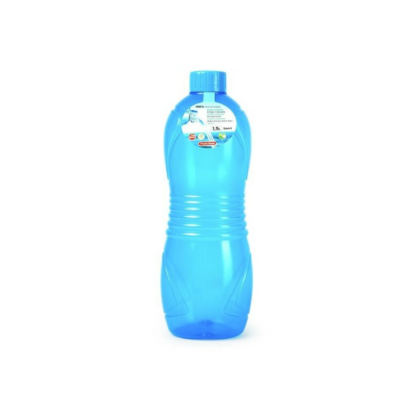 Plasticforte Drinkfles-waterfles-bidon 1000 ml transparant-blauw kunststof