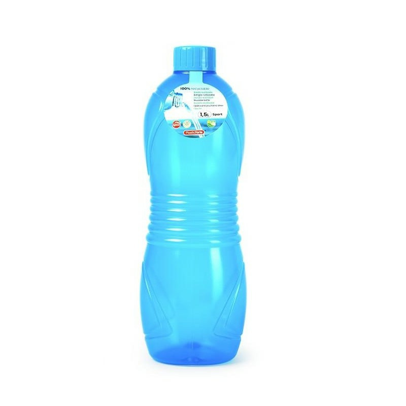 Plasticforte Drinkfles-waterfles-bidon 1500 ml transparant-blauw kunststof