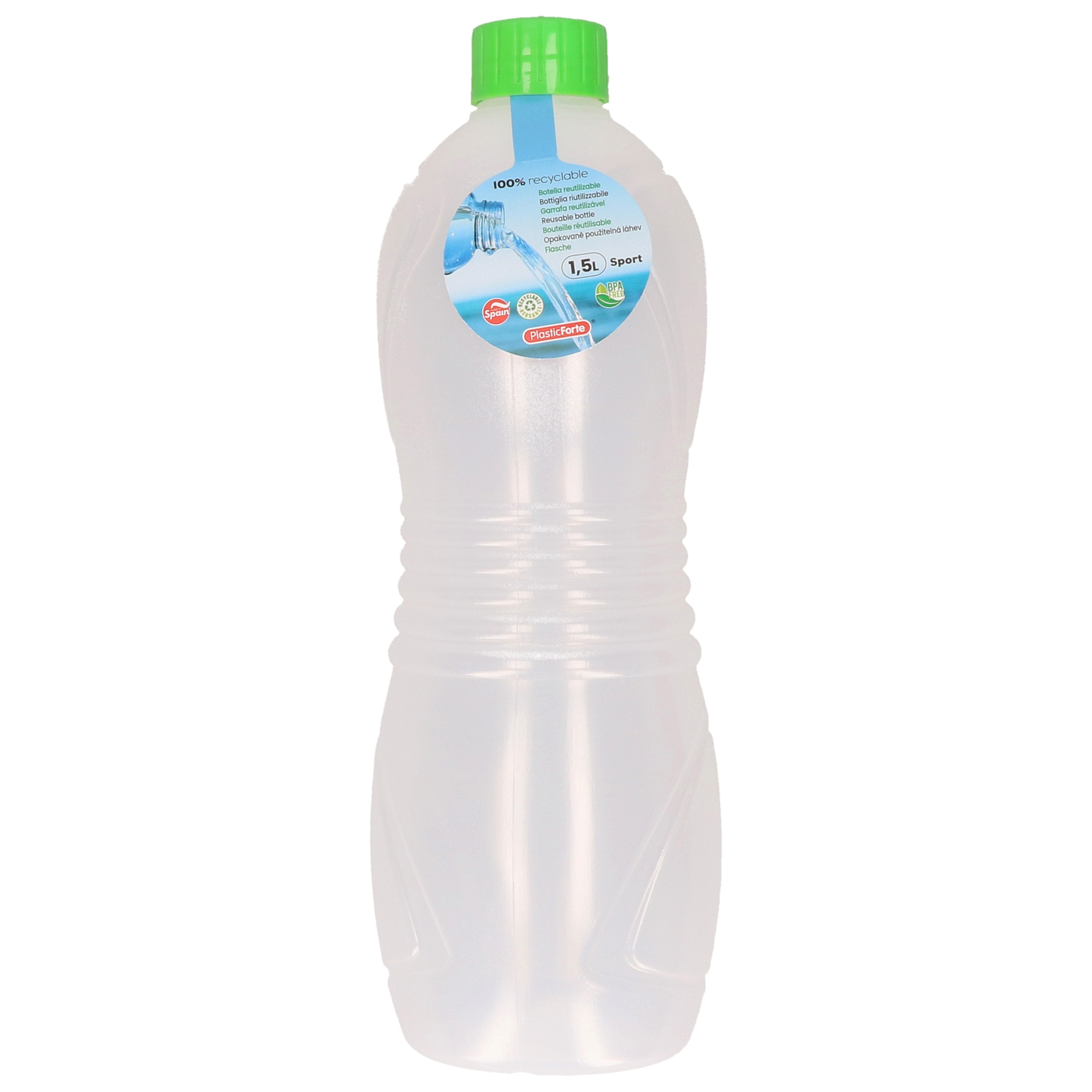 Plasticforte Drinkfles-waterfles-bidon 1500 ml transparant-groen kunststof