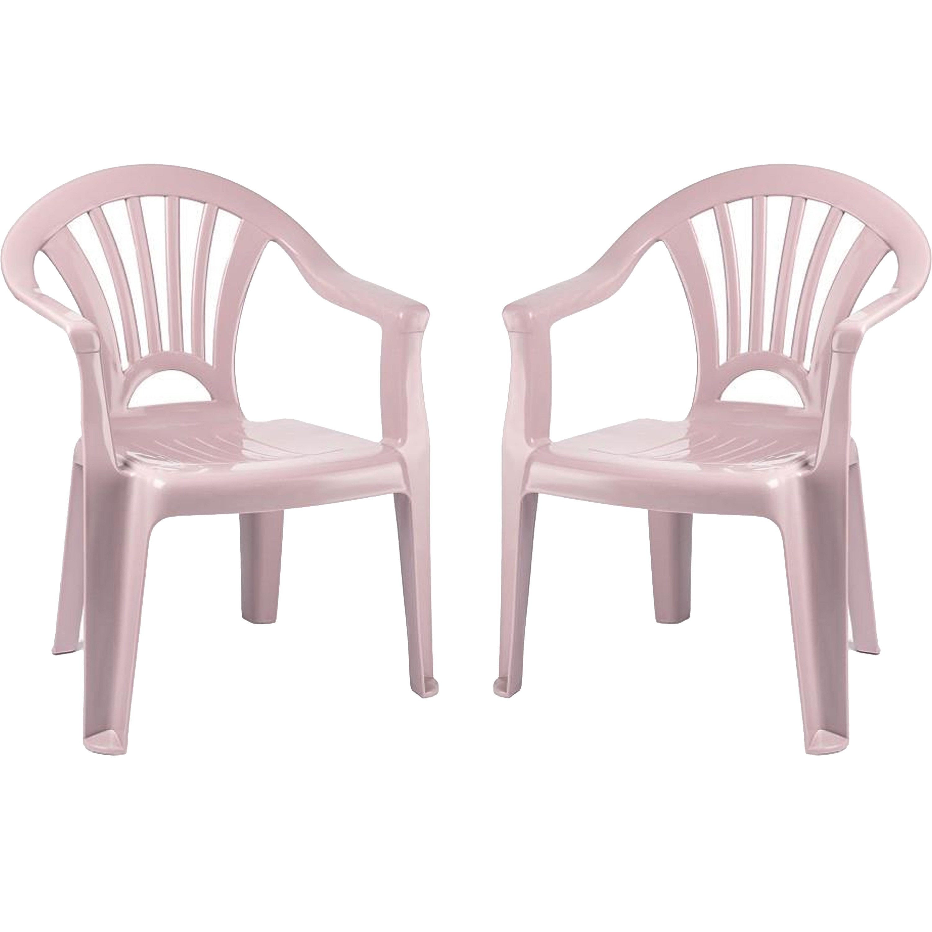 Plasticforte Kinderstoel 2x stuks kunststof roze 35 x 28 x 50 cm tuin-camping-slaapkamer