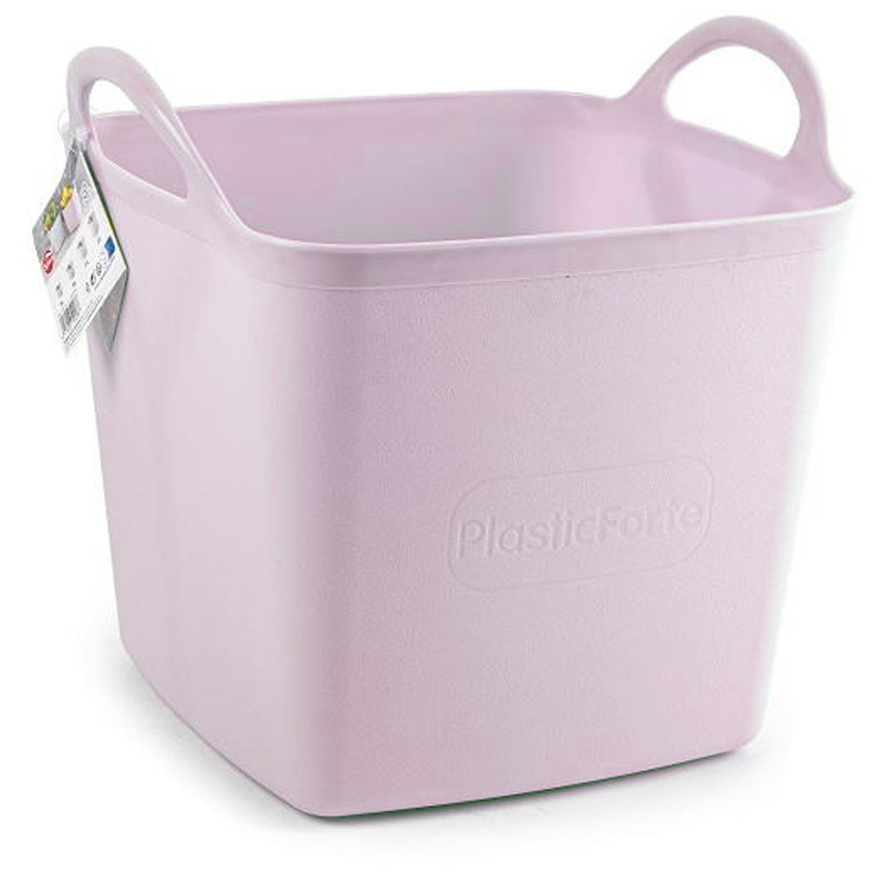 Plasticforte Kuip-emmer-wasmand flexibel roze 27 liter vierkant kunststof
