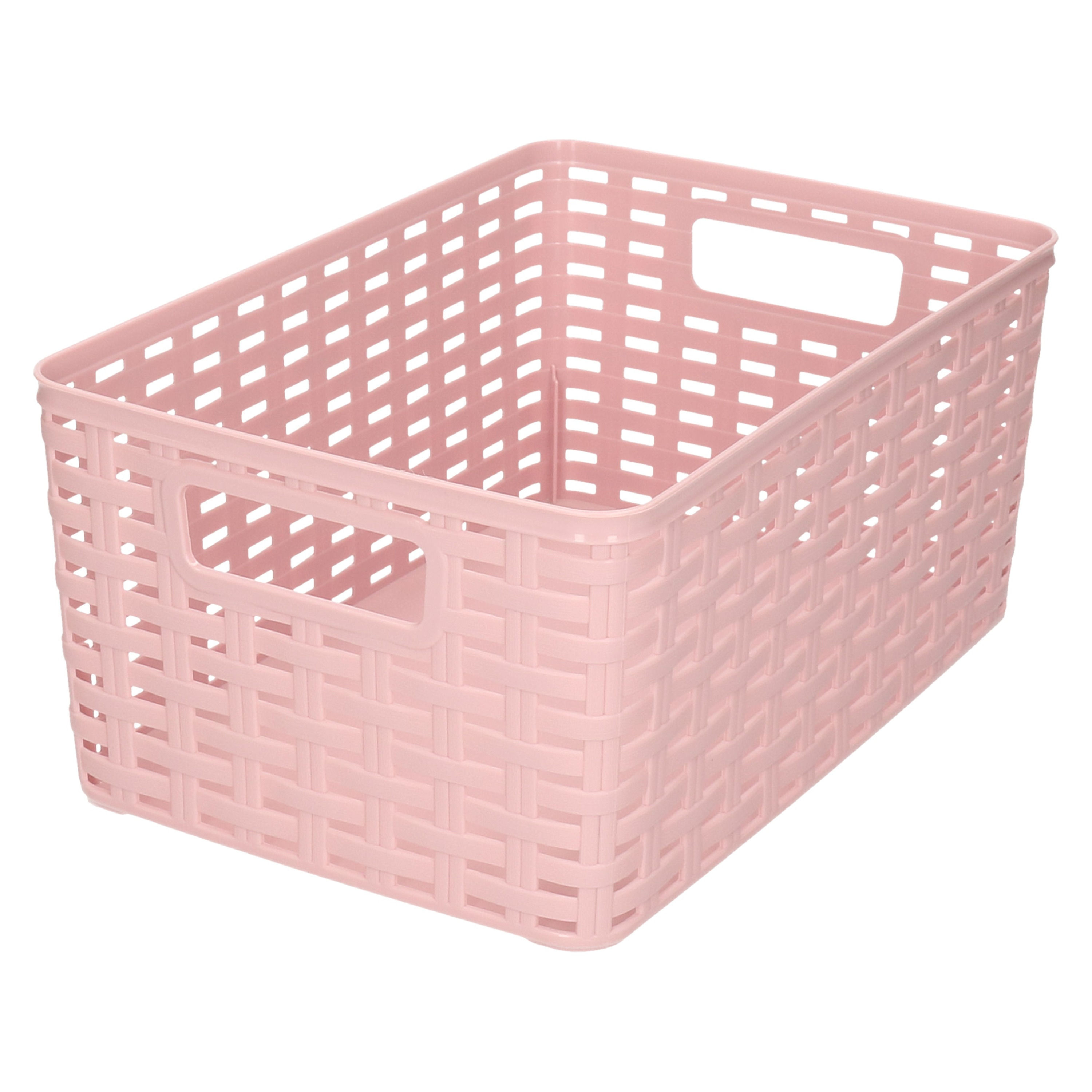 Plasticforte Opbergmand Kastmand rotan kunststof oud roze 6 Liter 19 x 29 x 13 cm