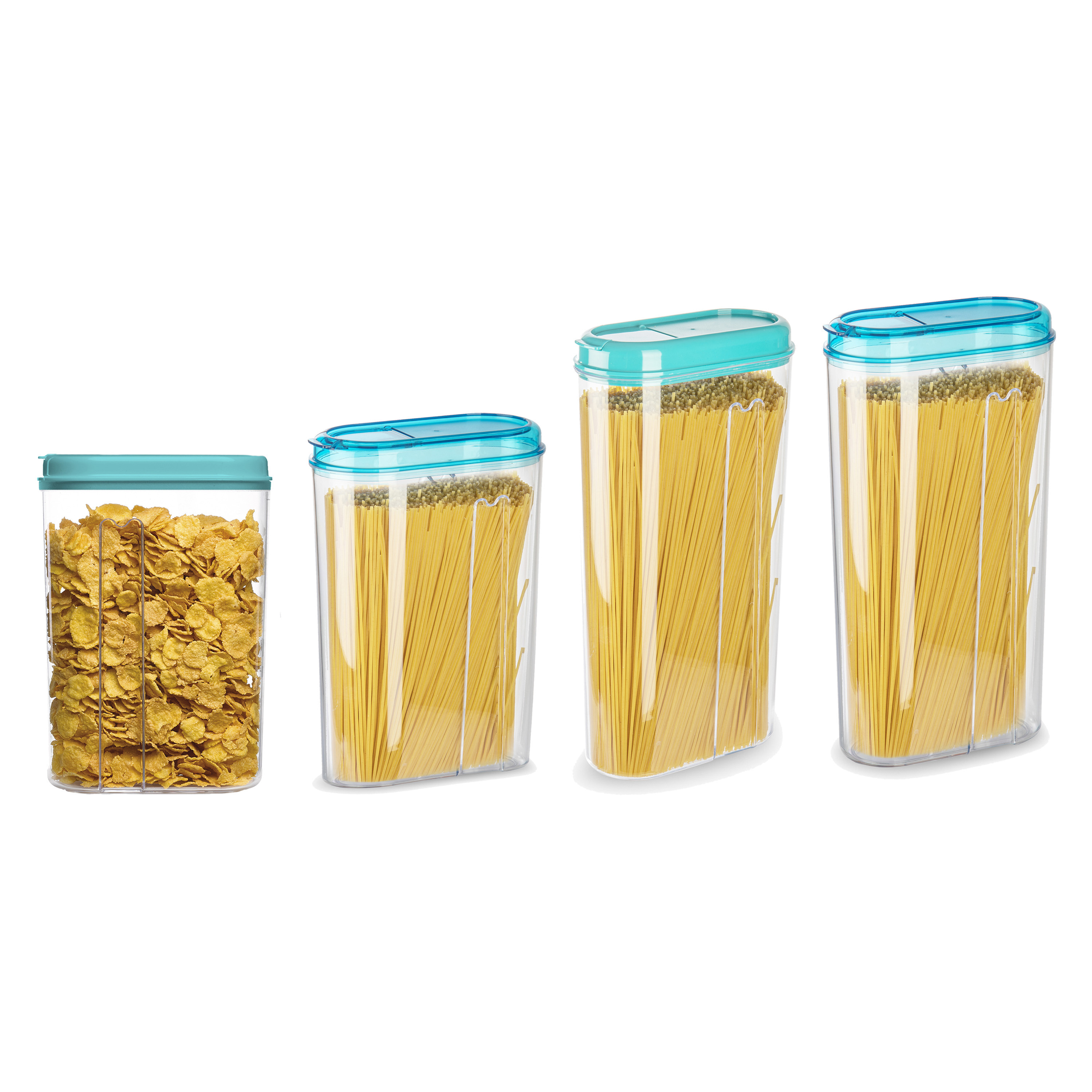Plasticforte Voedselcontainers set 4 stuks blauw 2350ml en 1500ml kunststof voorraadpot
