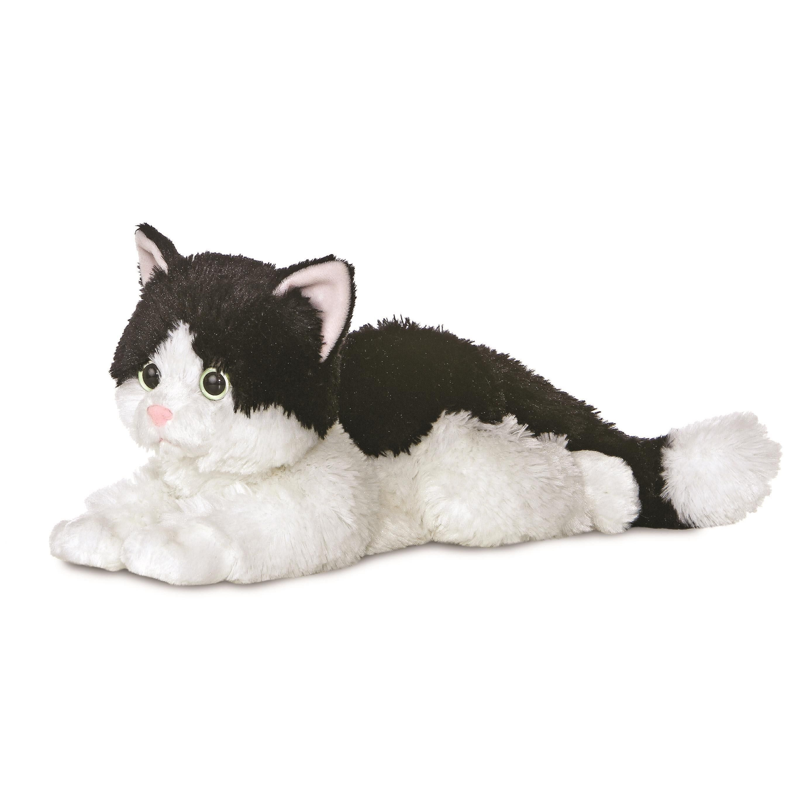 Pluche dieren knuffels zwart-witte kat van 30 cm