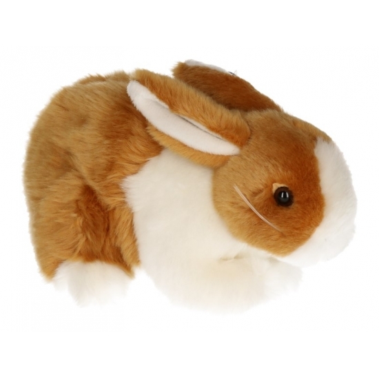 Pluche haas-konijnen knuffeltje bruin-wit 20 cm