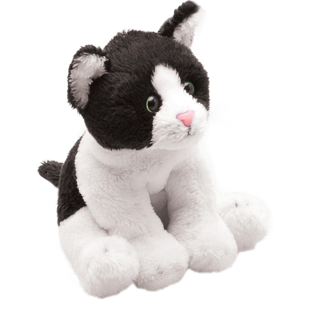 Pluche knuffel dieren Zwart-Witte kat-poes 13 cm