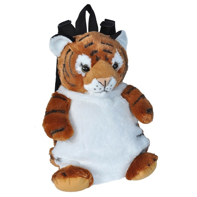 Pluche knuffel tijger kinder rugzak-rugtas 33 cm schooltas