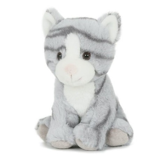 Pluche speelgoed poes-kat knuffeldier grijs 18 cm