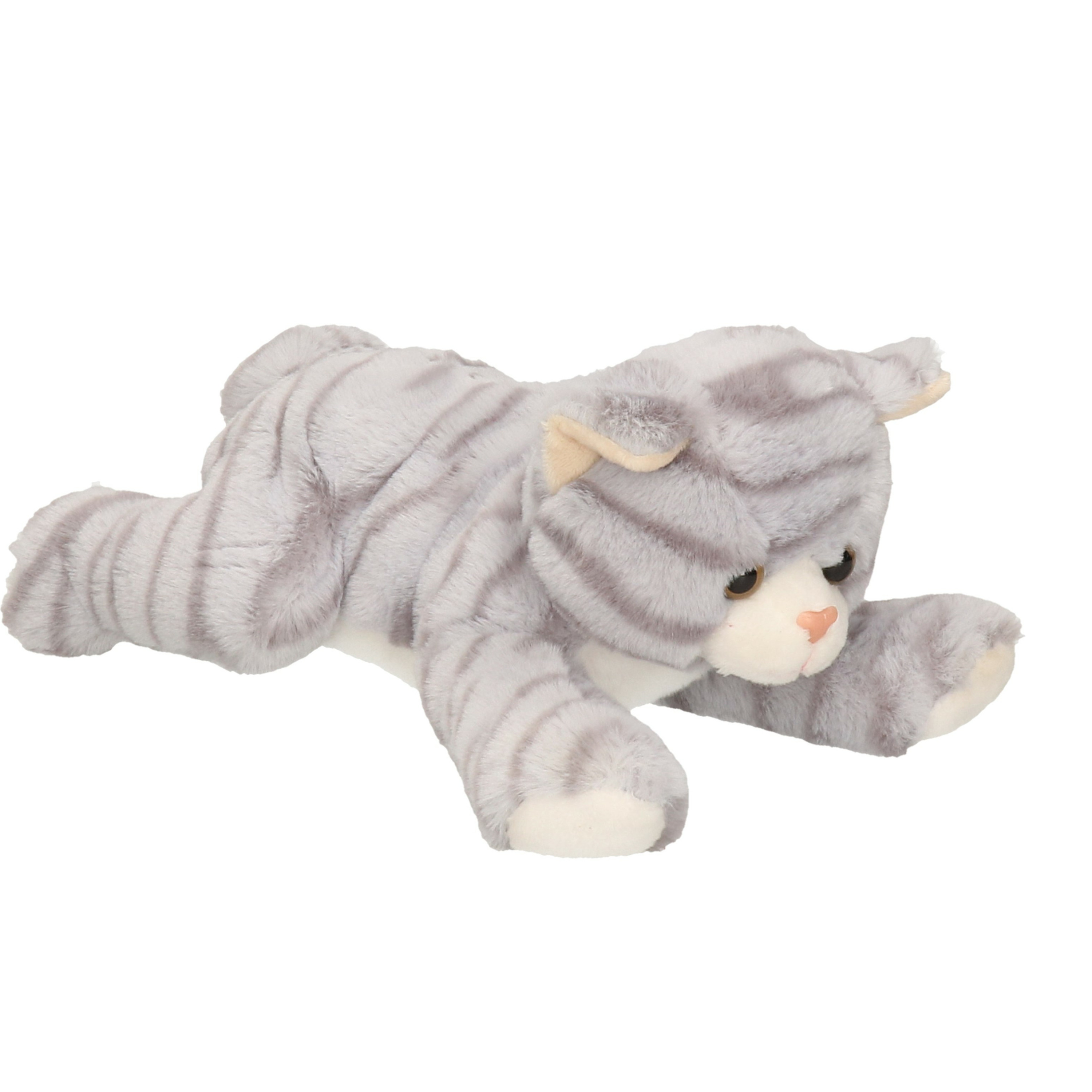 Pluche speelgoed poes-kat knuffeldier grijs 25 cm