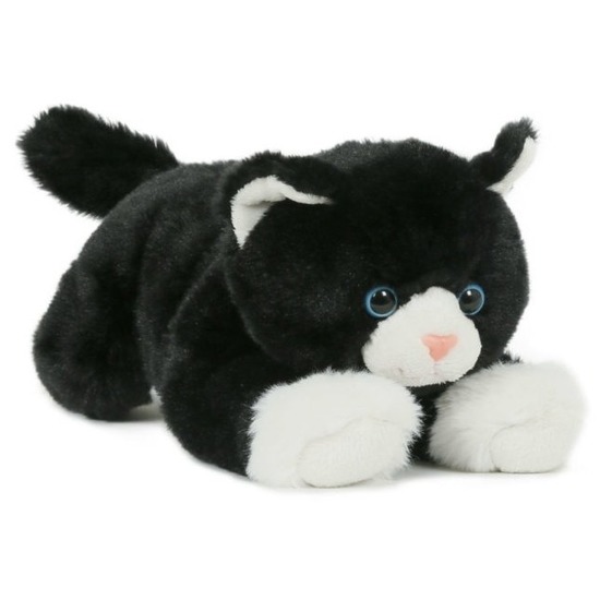 Pluche speelgoed poes-kat knuffeldier zwart-wit 25 cm