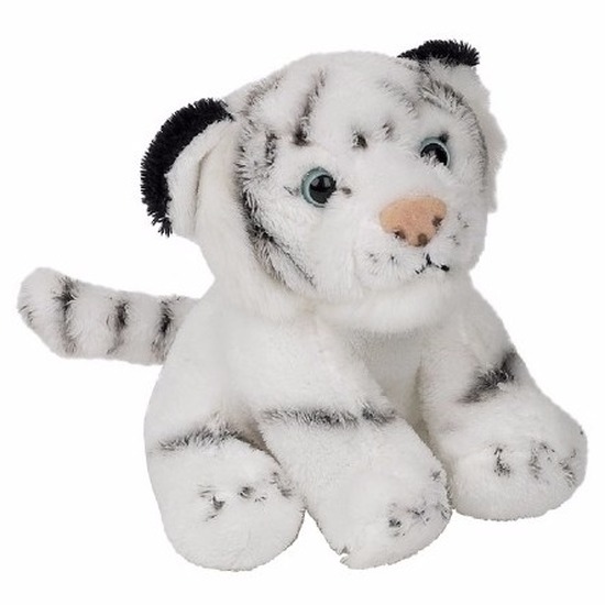 Pluche witte tijger knuffel zittend van 15cm