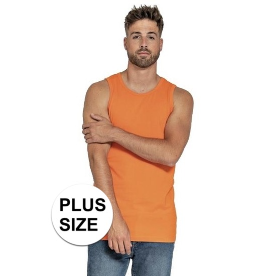 Plus size oranje heren tanktop-singlet basic hemden