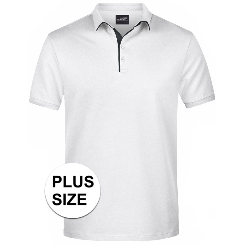 Plus size witte premium poloshirt Golf Pro voor heren