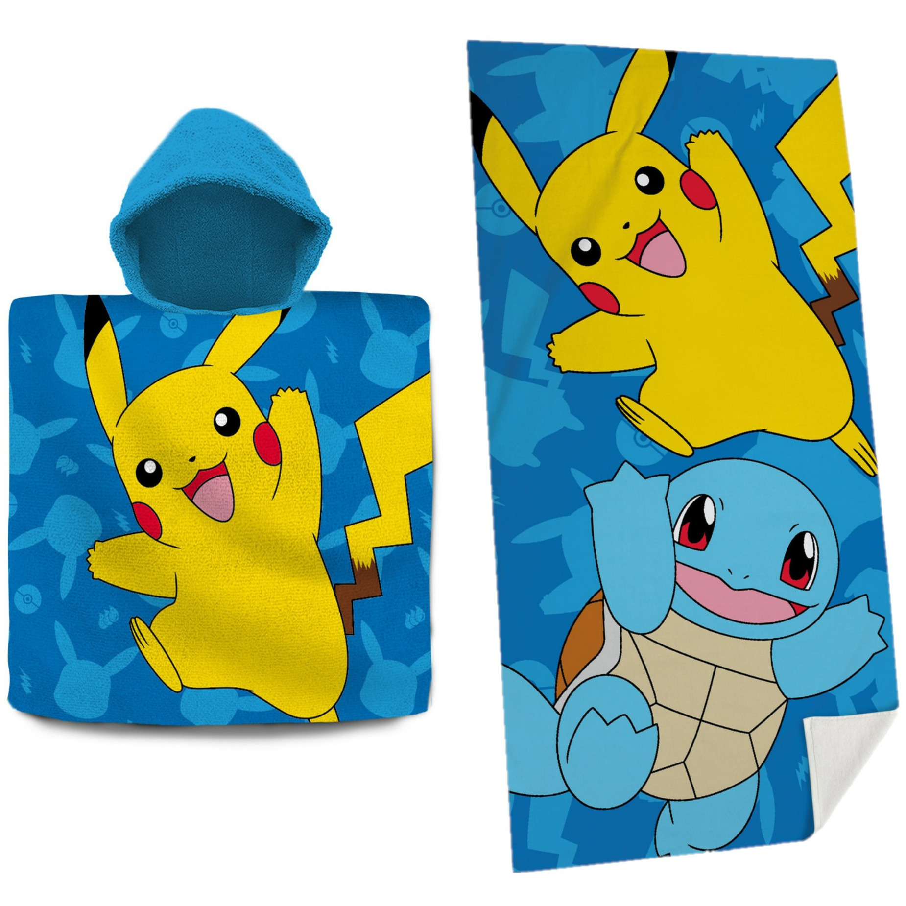Pokemon set bad cape-poncho en strand-badlaken voor kinderen Pikachu