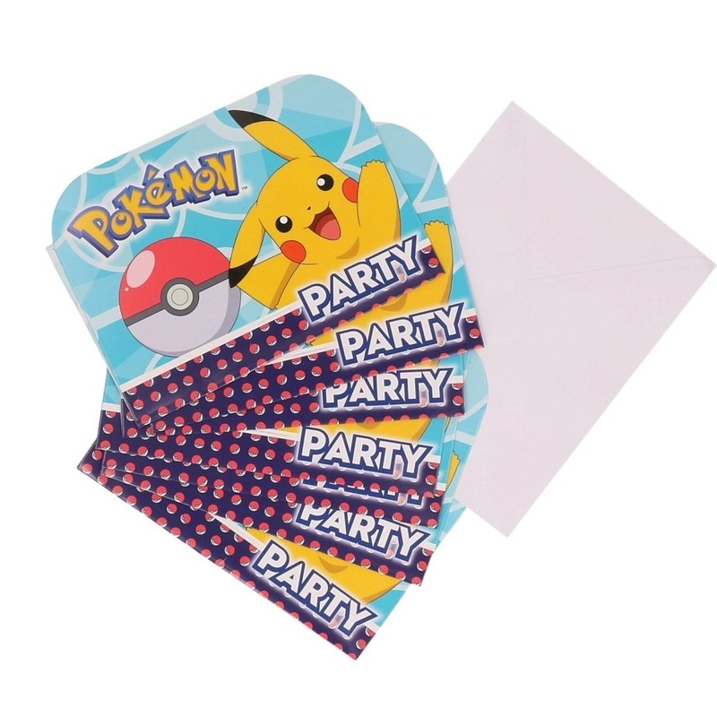 Pokemon verjaardags uitnodigingen 8x stuks